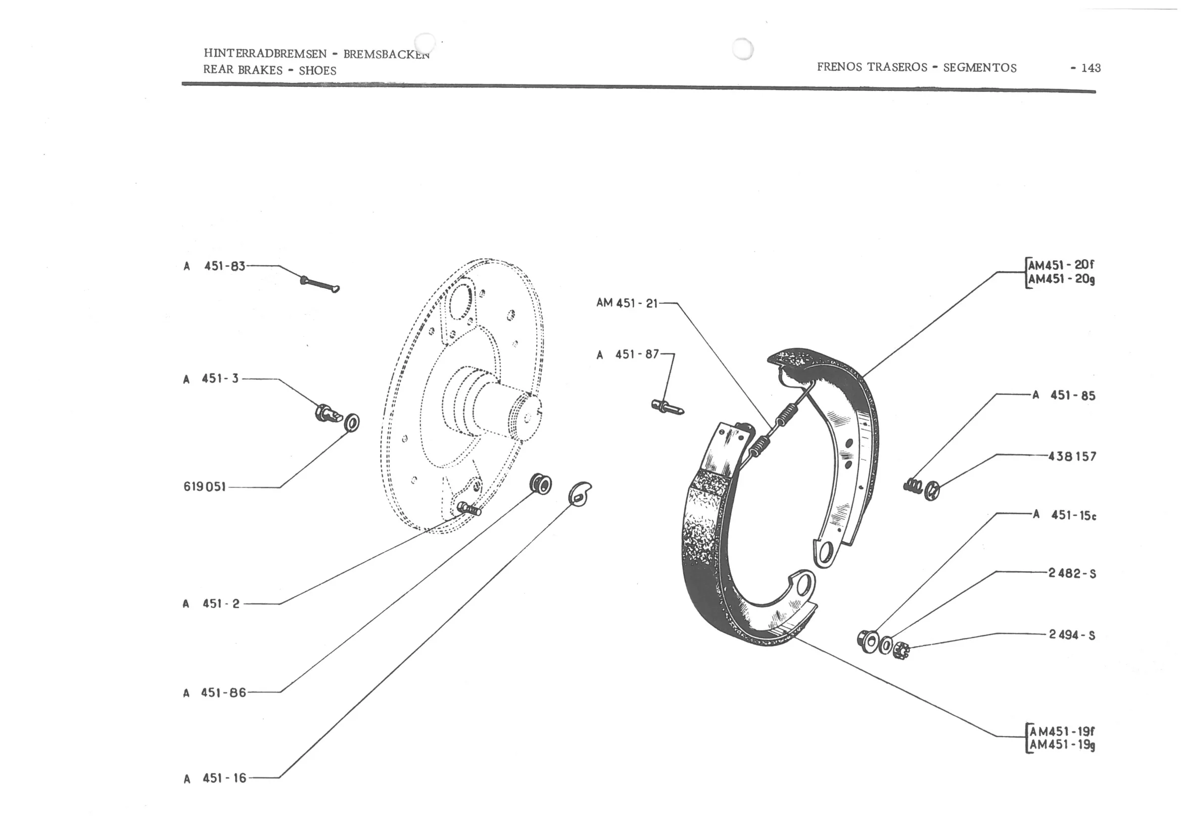REAR BRAKES - SHOES, page 225 of 647 — 486 Parts Catalogue — Ami 6