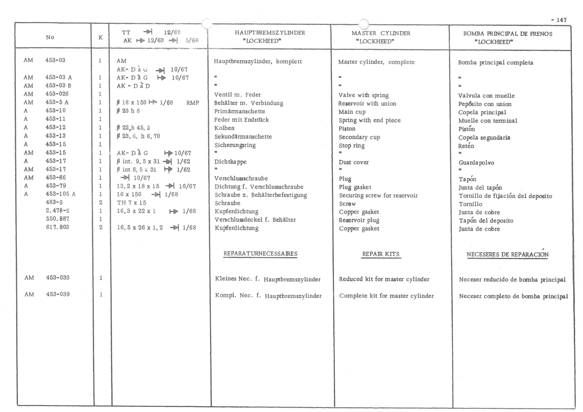 MASTER CYLINDER "LOCKHEED"”, page 229 of 647 — 486 Parts Catalogue — Ami 6