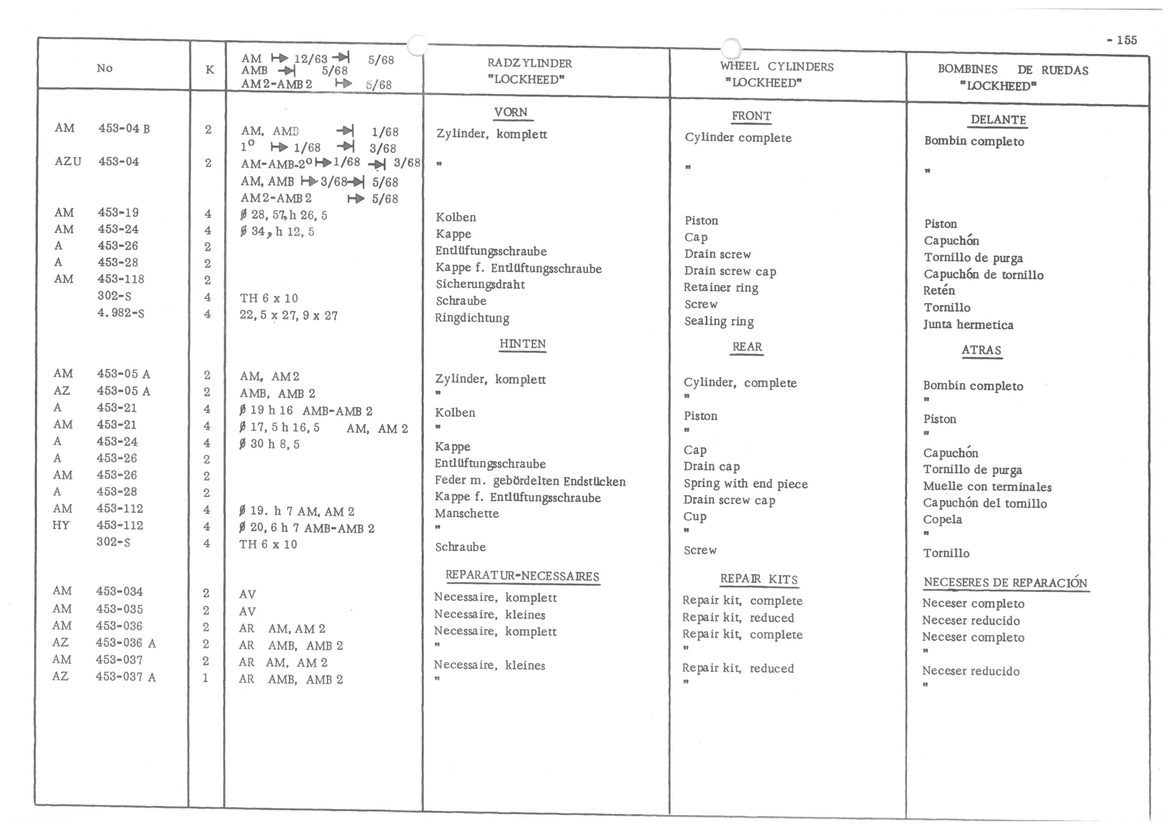 WHEEL CYLINDERS "LOCKHEED", page 236 of 647 — 486 Parts Catalogue — Ami 6
