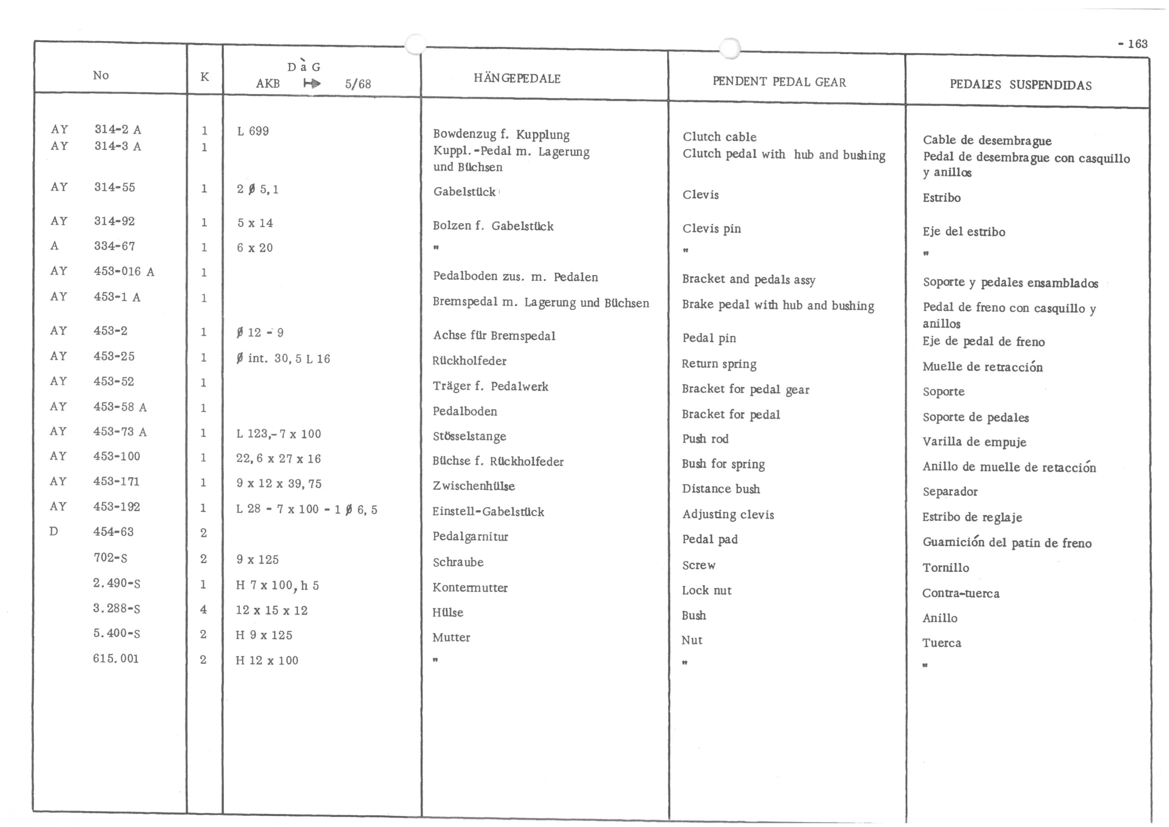 PENDANT PEDAL GEAR, page 244 of 647 — 486 Parts Catalogue — Ami 6