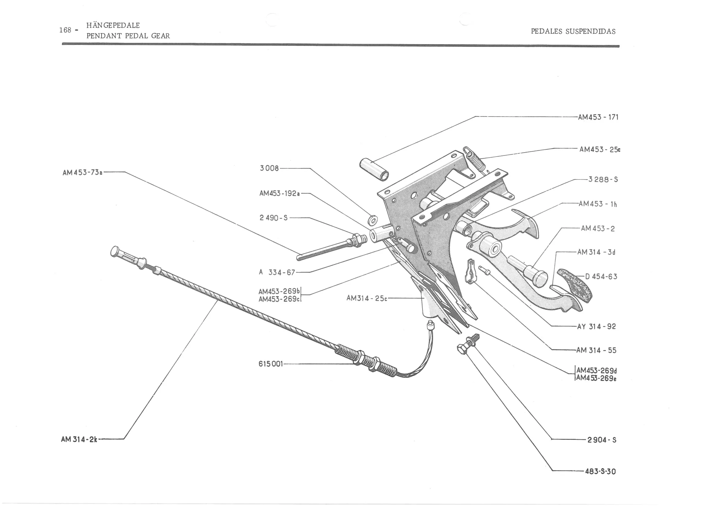 PENDANT PEDAL GEAR, page 249 of 647 — 486 Parts Catalogue — Ami 6