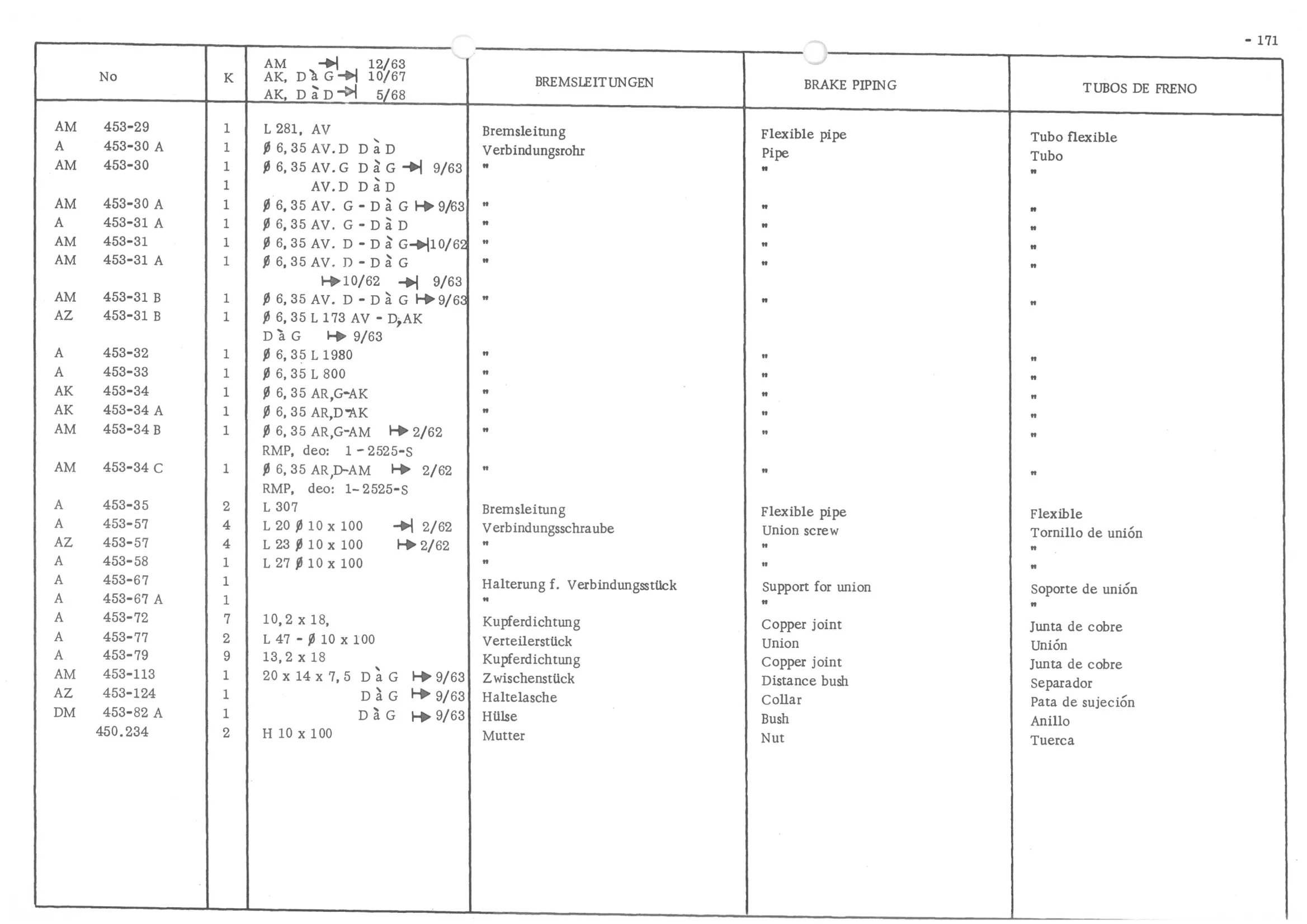 ol BRAKE PIPING, page 252 of 647 — 486 Parts Catalogue — Ami 6