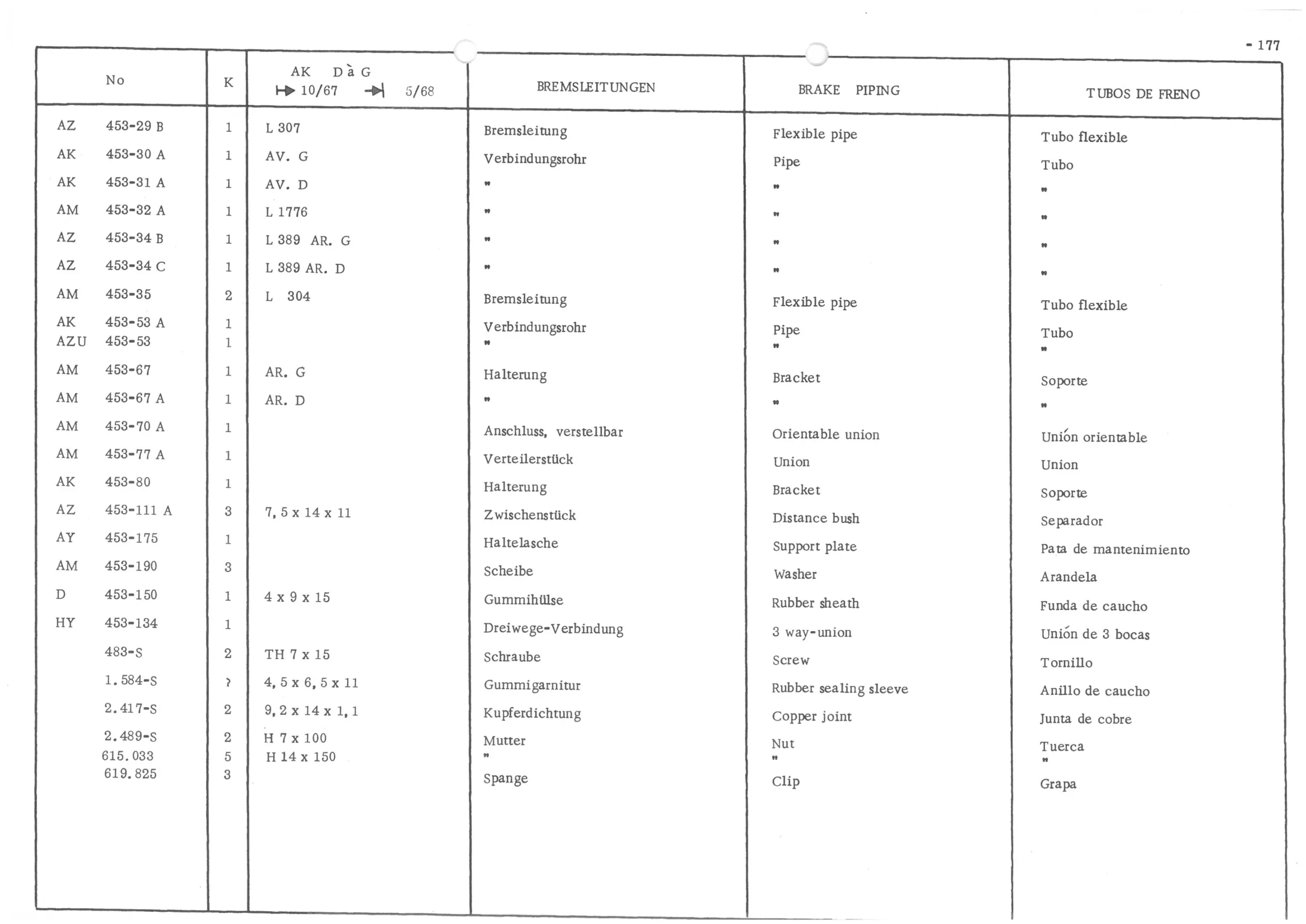 BRAKE PIPING, page 258 of 647 — 486 Parts Catalogue — Ami 6