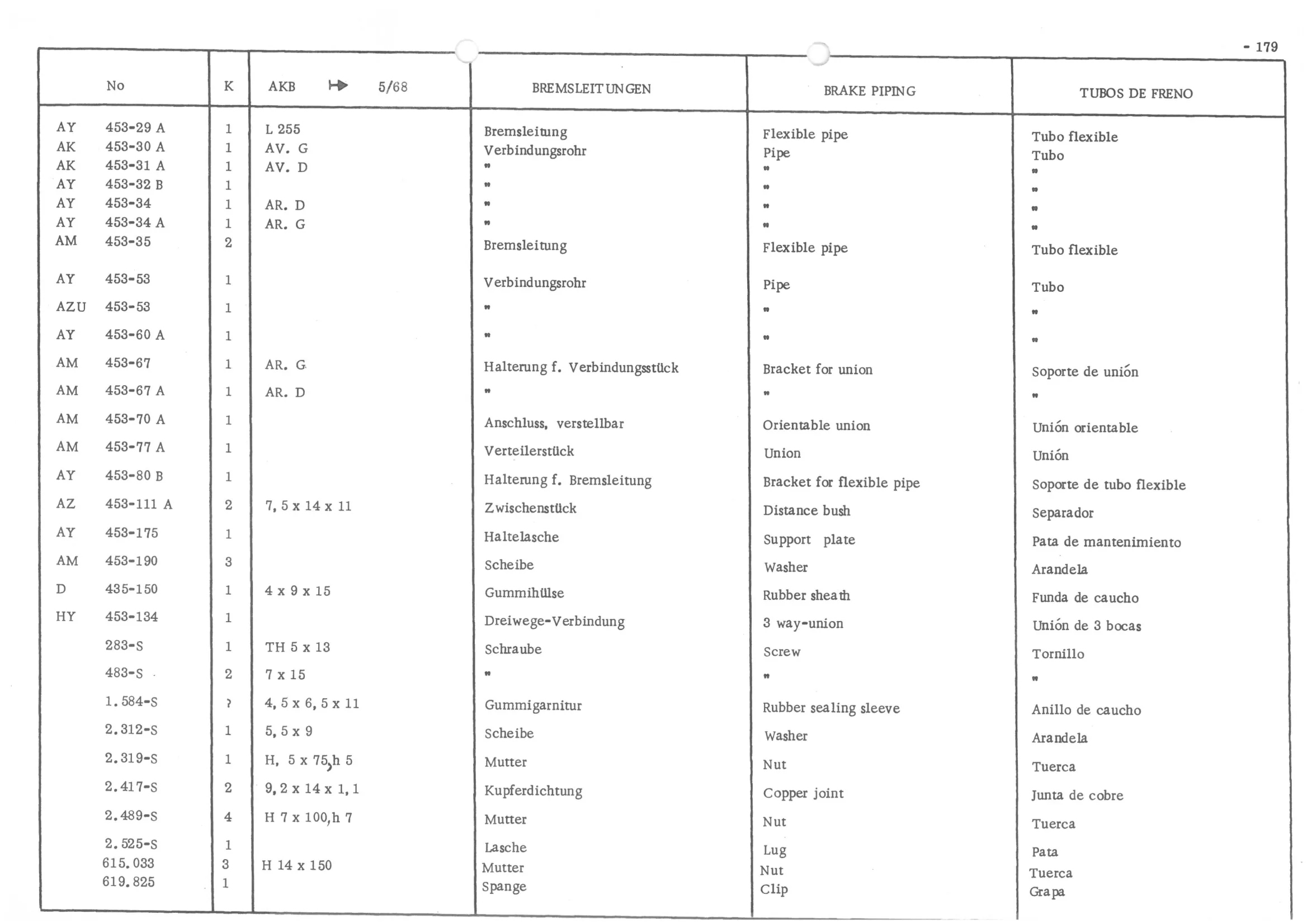BRAKE PIPING, page 260 of 647 — 486 Parts Catalogue — Ami 6