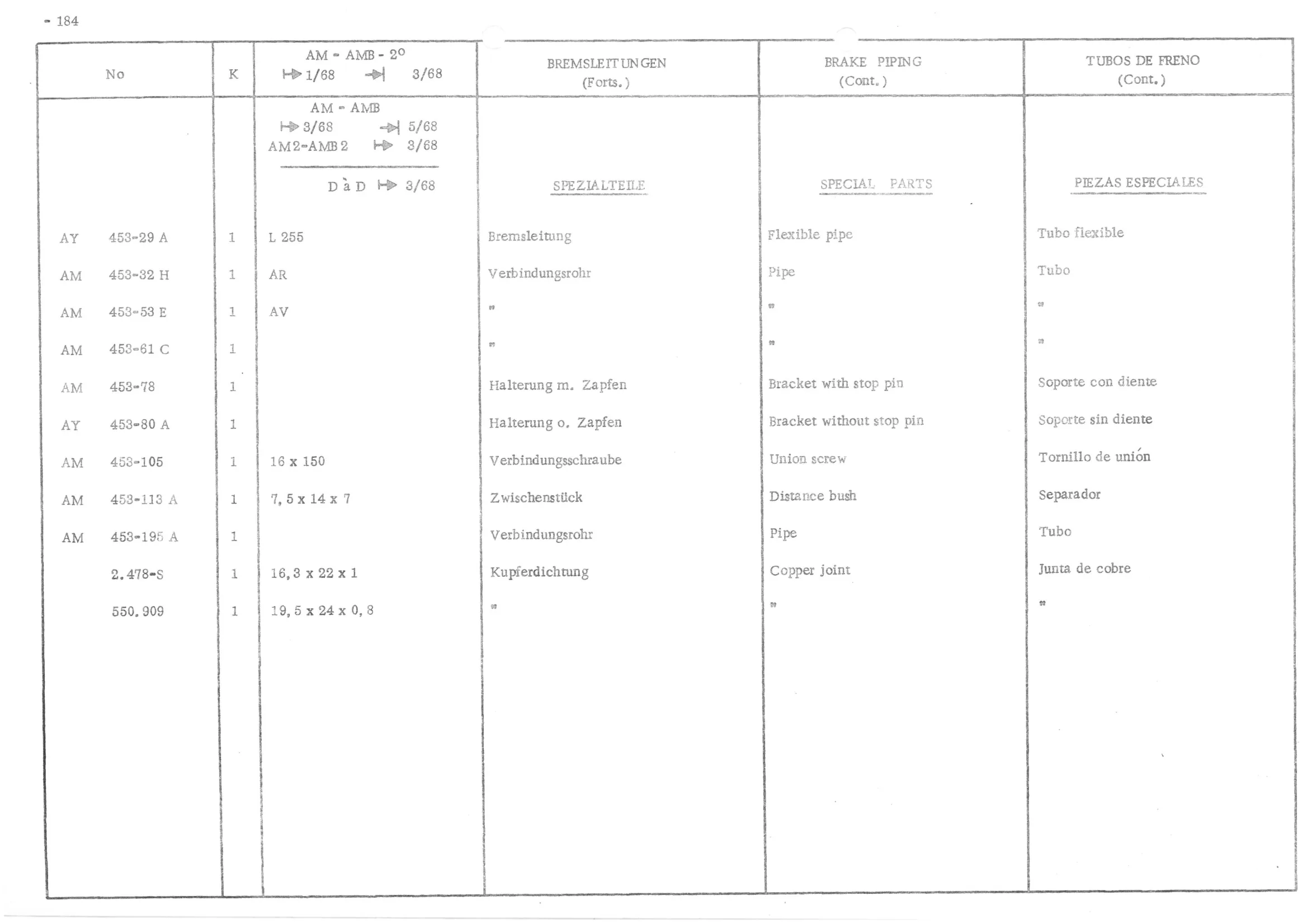 BRAKE PIPING, page 265 of 647 — 486 Parts Catalogue — Ami 6