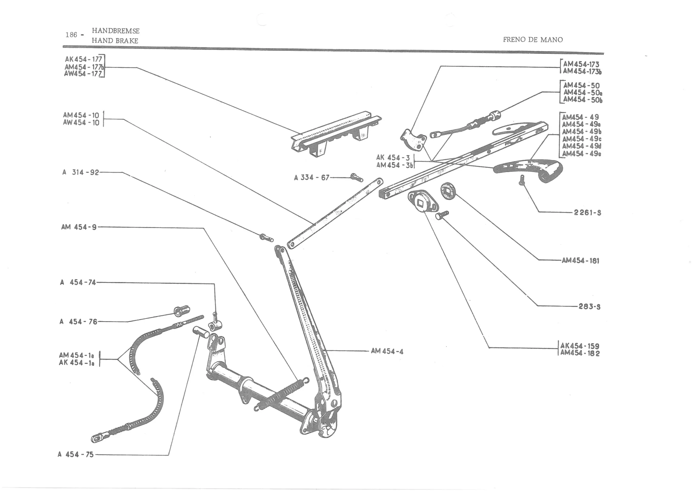 HAND BRAKE, page 267 of 647 — 486 Parts Catalogue — Ami 6