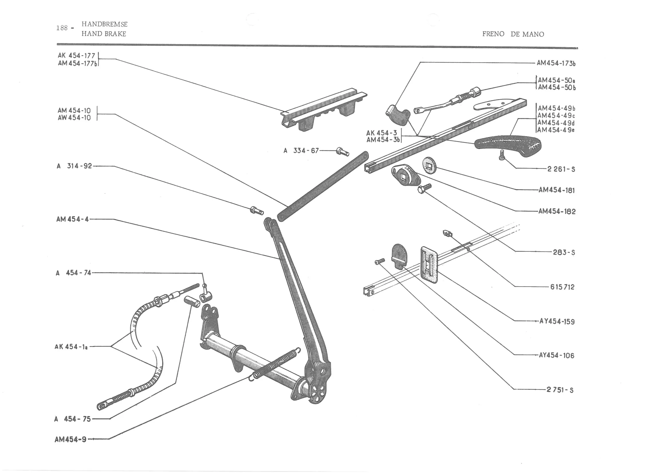 HAND BRAKE, page 269 of 647 — 486 Parts Catalogue — Ami 6