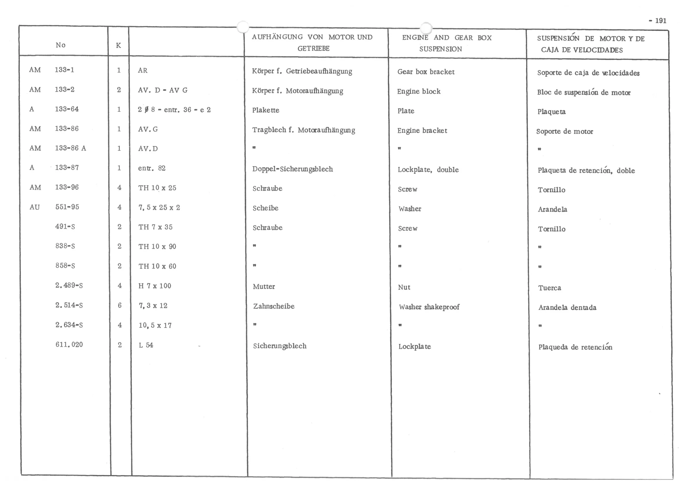 ENGINE AND GEAR BOX SUSPENSION, page 272 of 647 — 486 Parts Catalogue — Ami 6