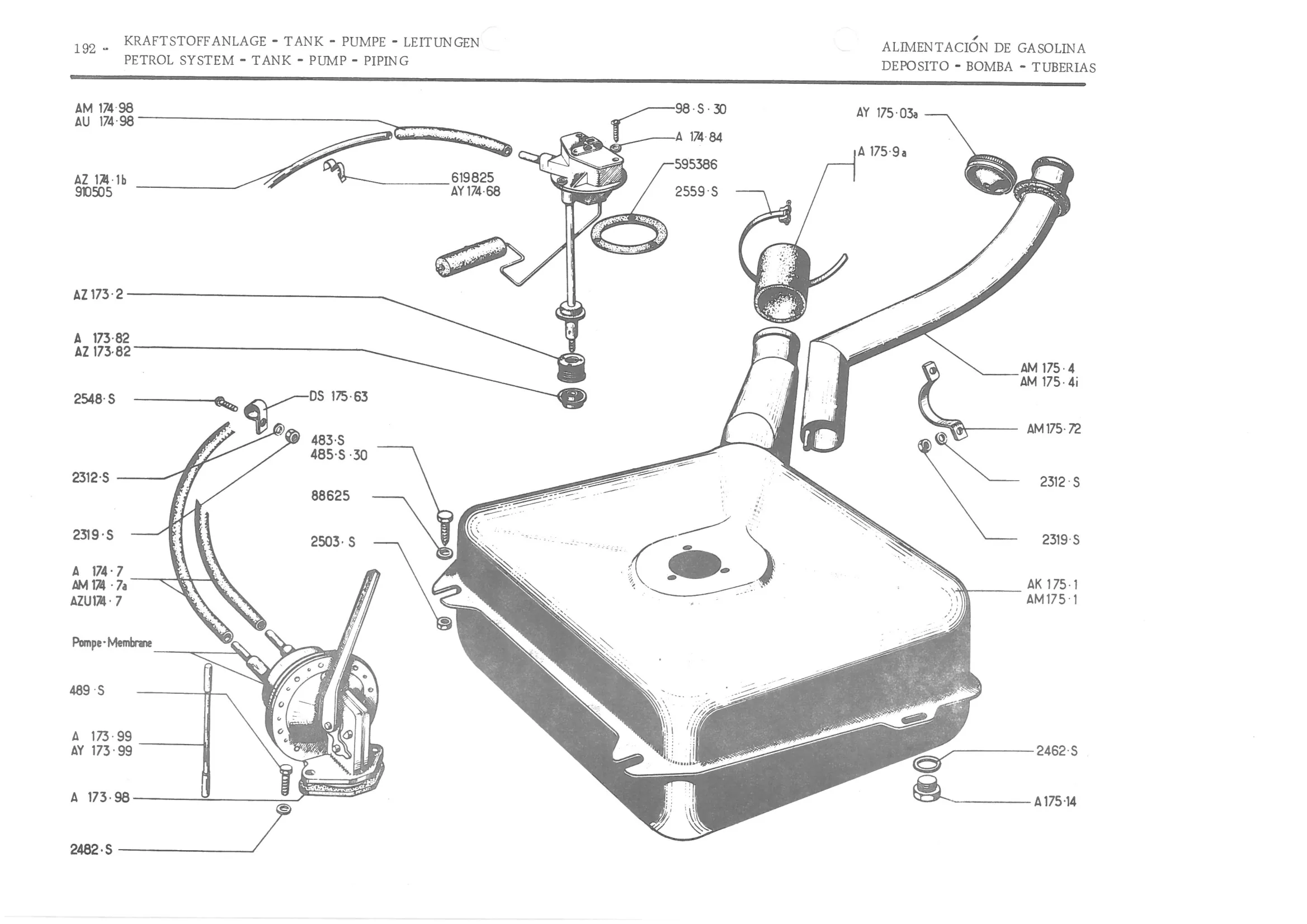 PETROL SYSTEM - TANK - PUMP - PIPING, page 273 of 647 — 486 Parts Catalogue — Ami 6