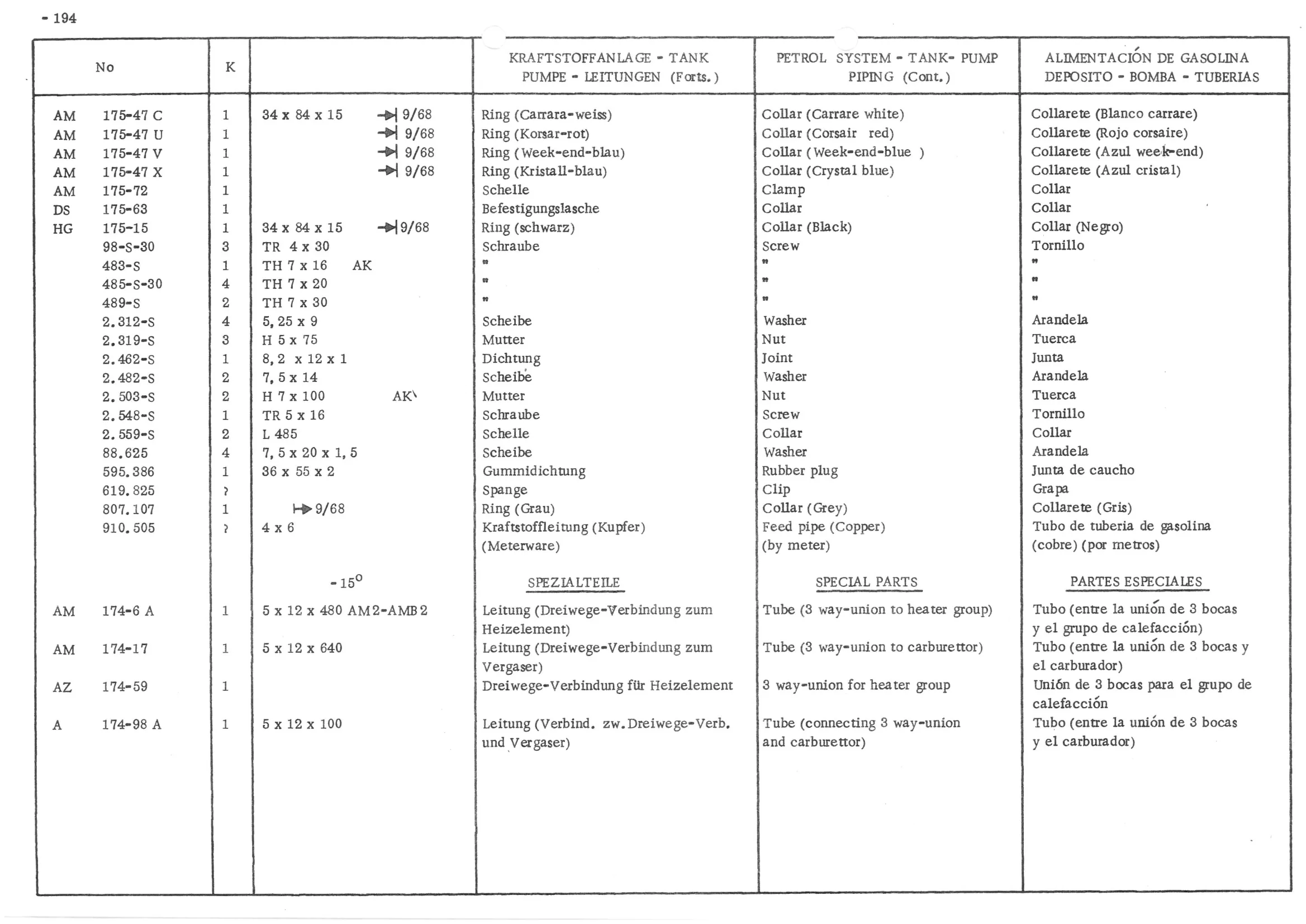 PETROL SYSTEM - TANK - PUMP - PIPING, page 275 of 647 — 486 Parts Catalogue — Ami 6