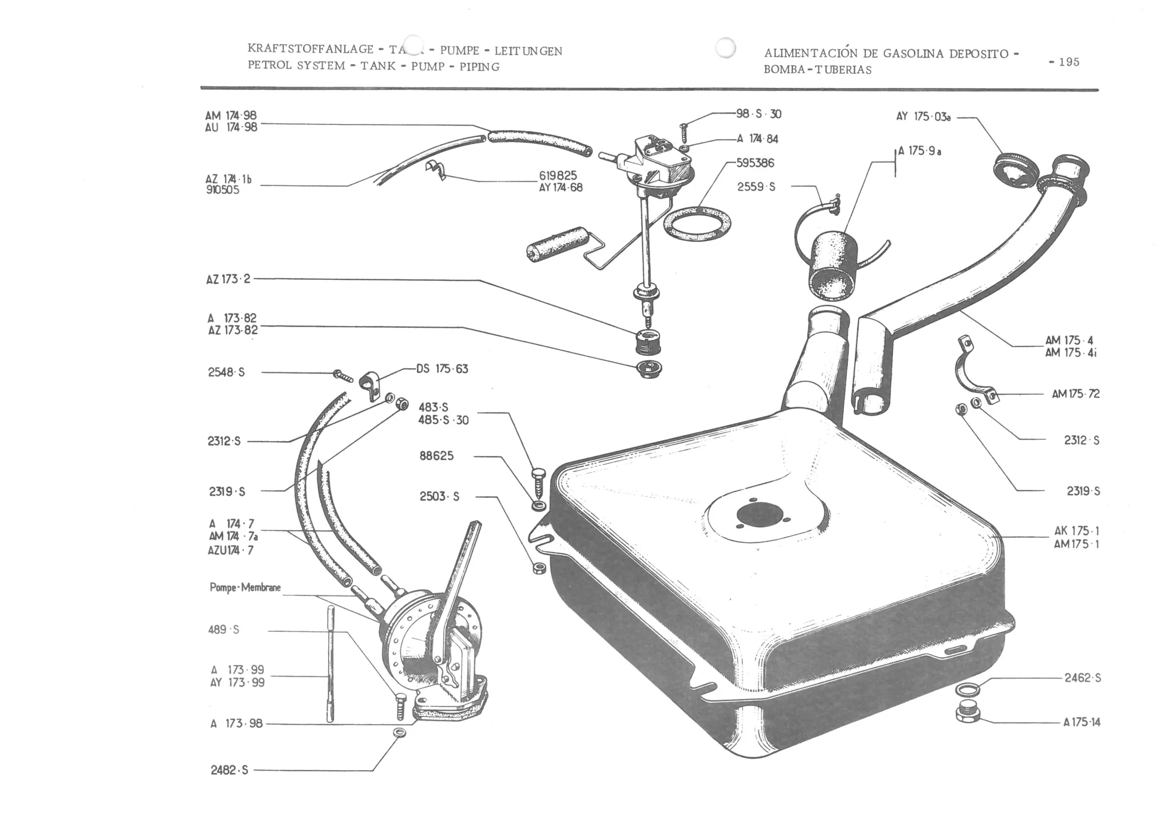 PETROL SYSTEM - TANK - PUMP - PIPING, page 276 of 647 — 486 Parts Catalogue — Ami 6