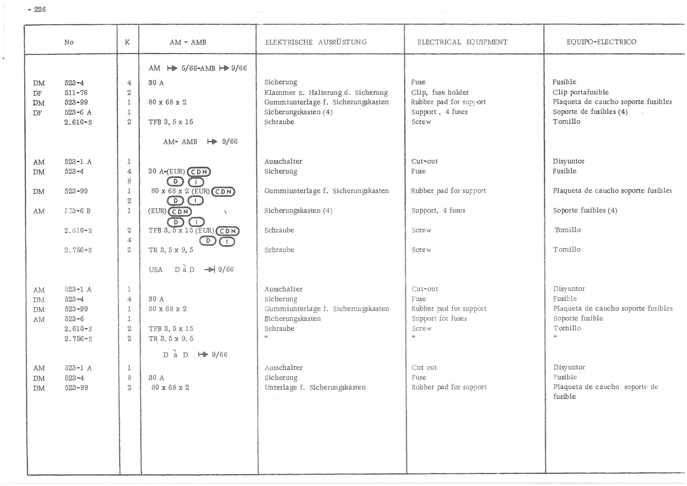 Front wiring Rear wiring, page 307 of 647 — 486 Parts Catalogue — Ami 6
