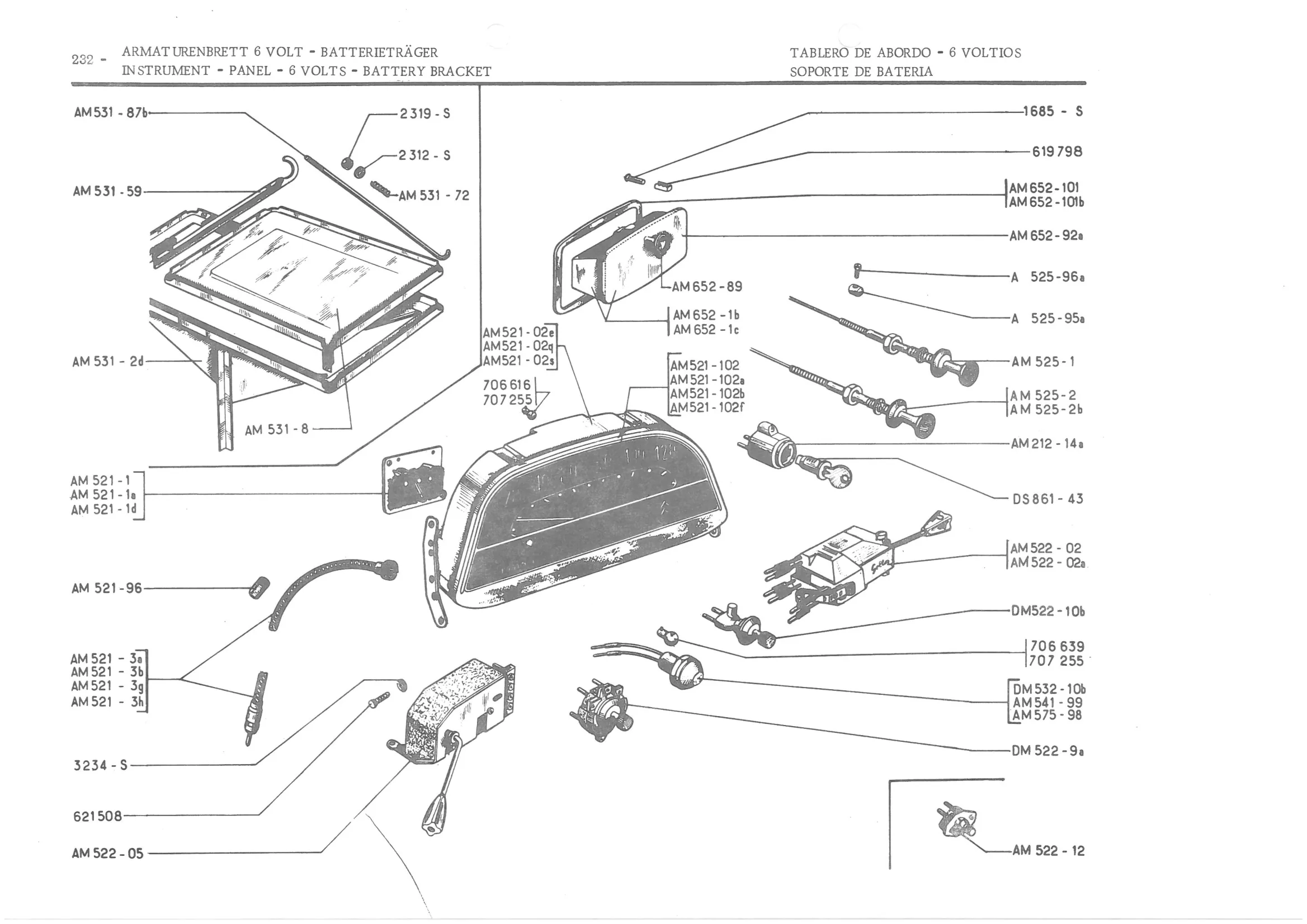 INSTRUMENT - PANEL - VOLTS - BATTERY BRACKET Se), page 313 of 647 — 486 Parts Catalogue — Ami 6