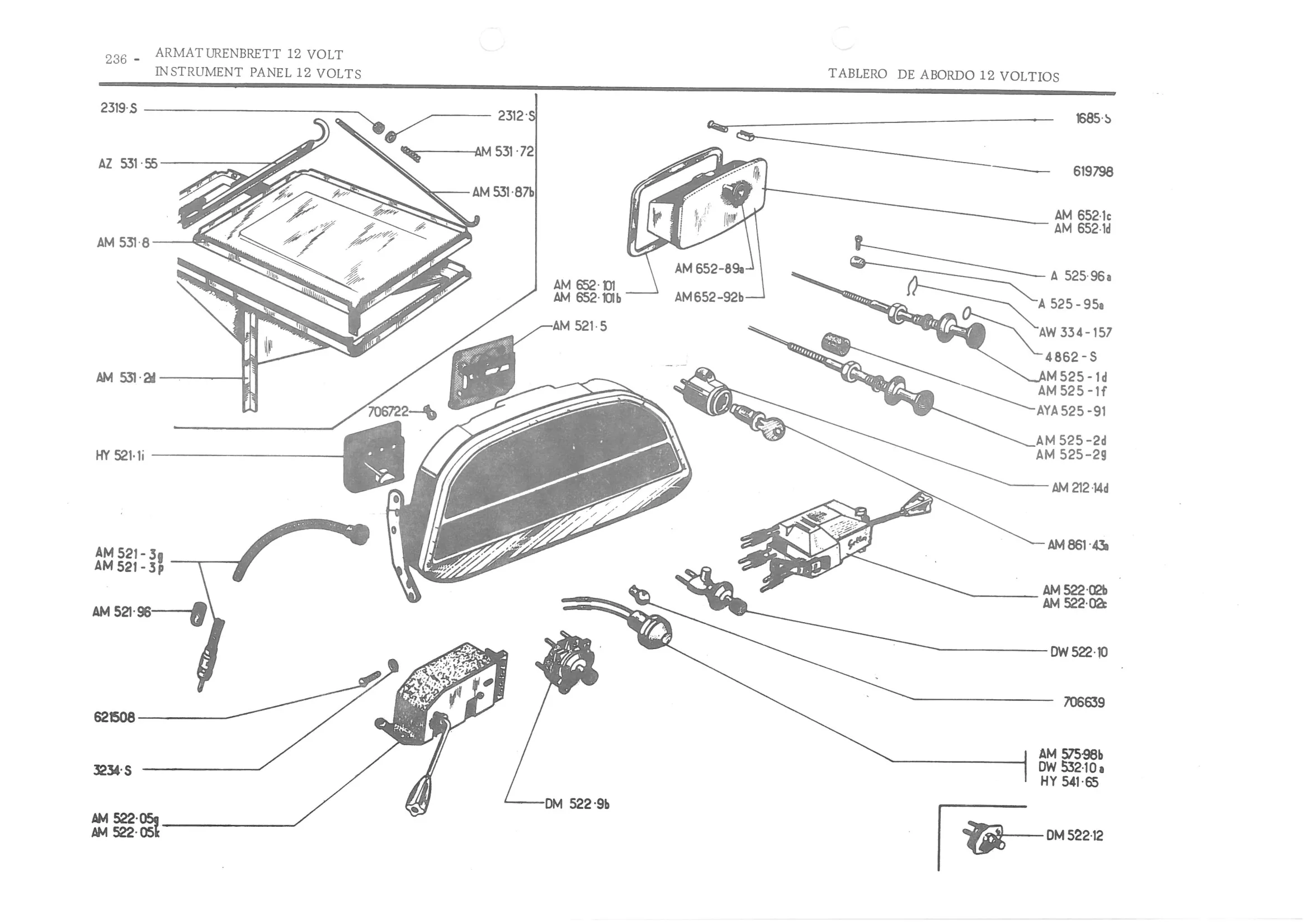 INSTRUMENT PANEL VOLTS, page 317 of 647 — 486 Parts Catalogue — Ami 6