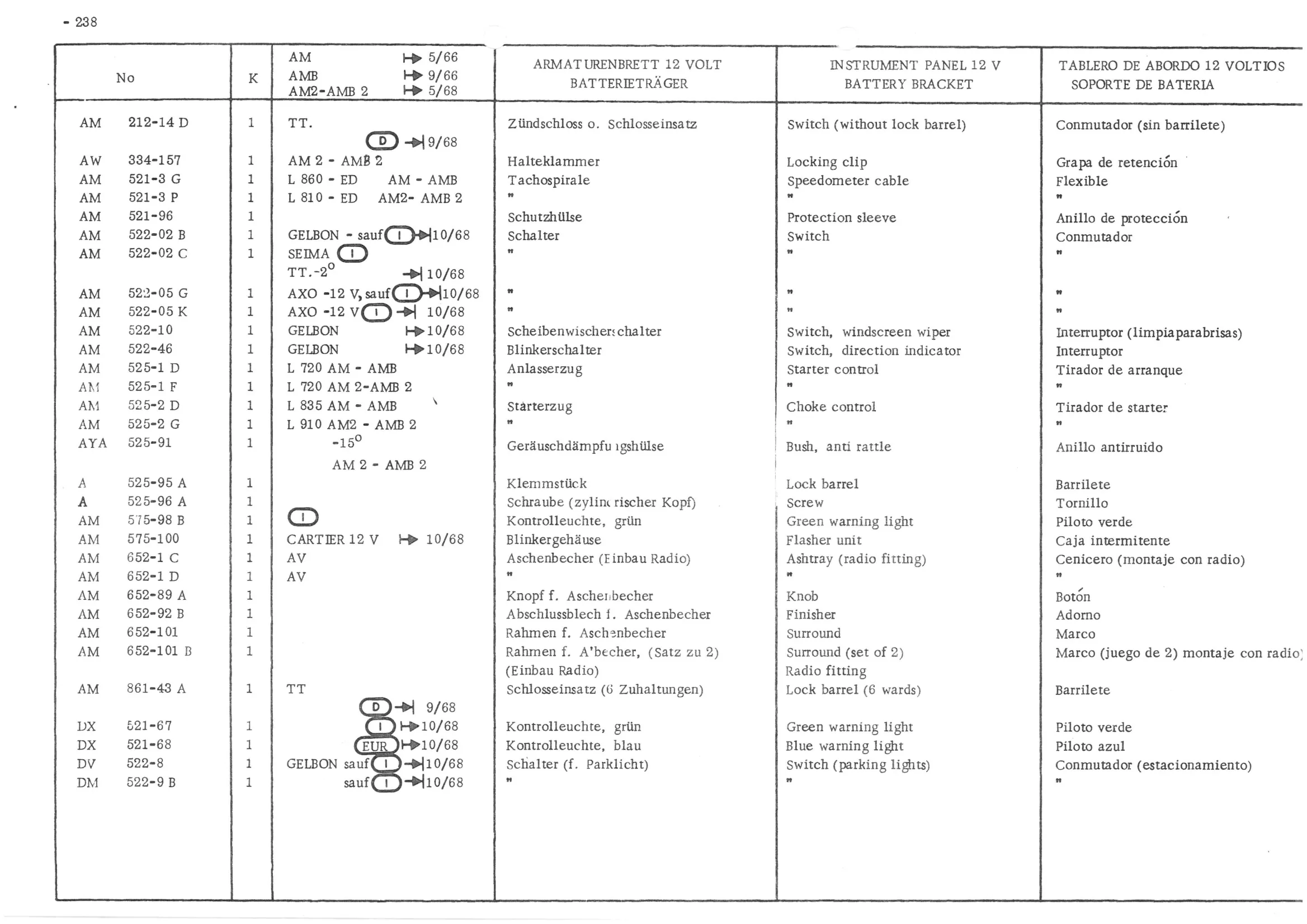 Petrol gauge, page 319 of 647 — 486 Parts Catalogue — Ami 6
