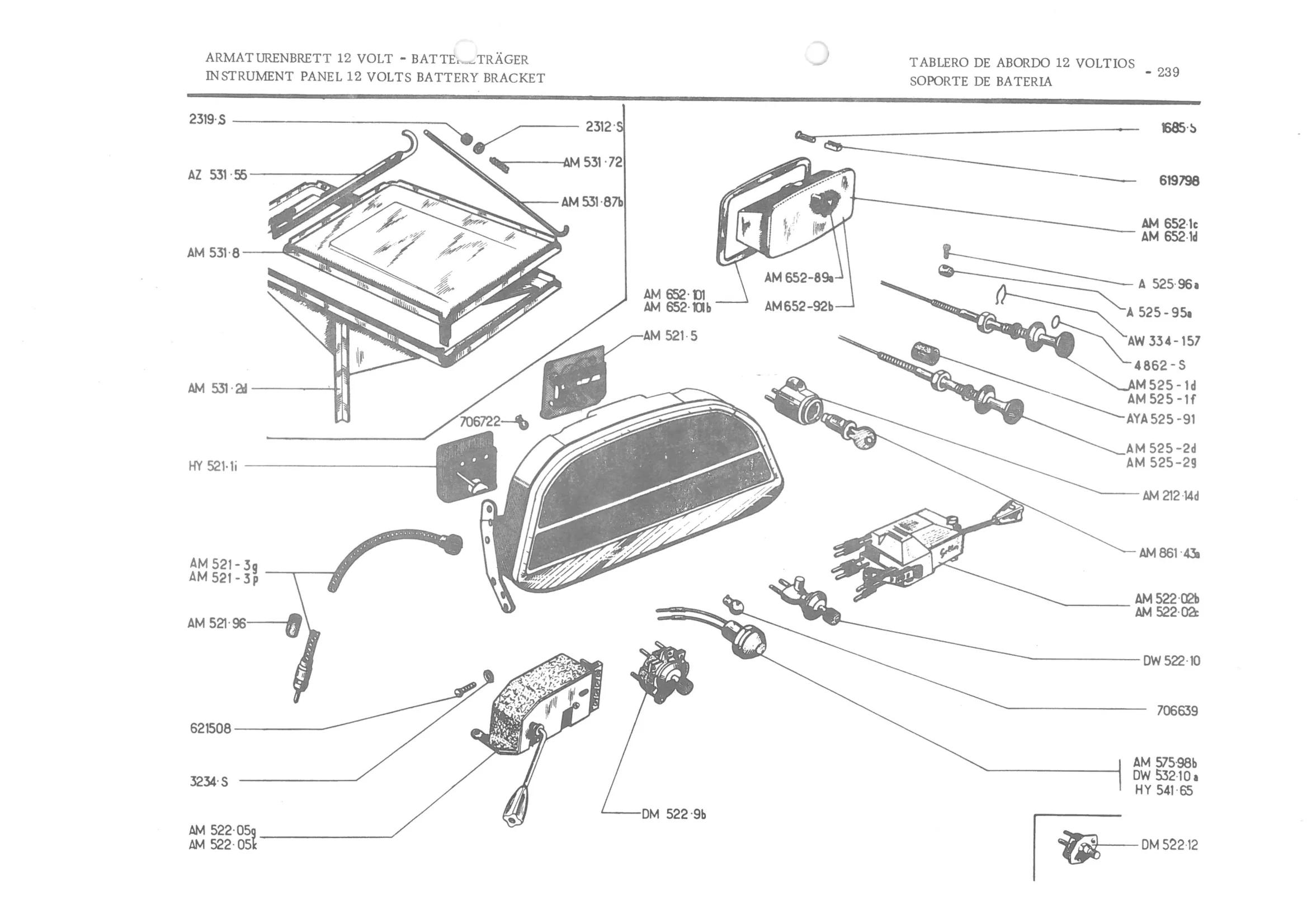 INSTRUMENT PANEL VOLTS BATTERY BRACKET, page 320 of 647 — 486 Parts Catalogue — Ami 6