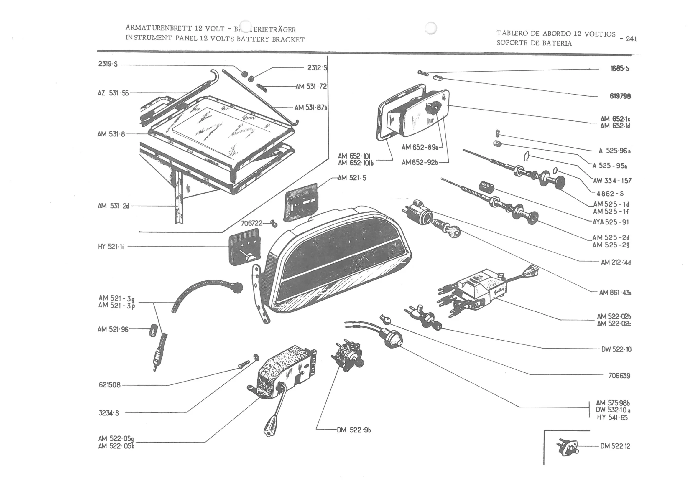 INSTRUMENT PANEL VOLTS BATTERY BRACKET, page 322 of 647 — 486 Parts Catalogue — Ami 6