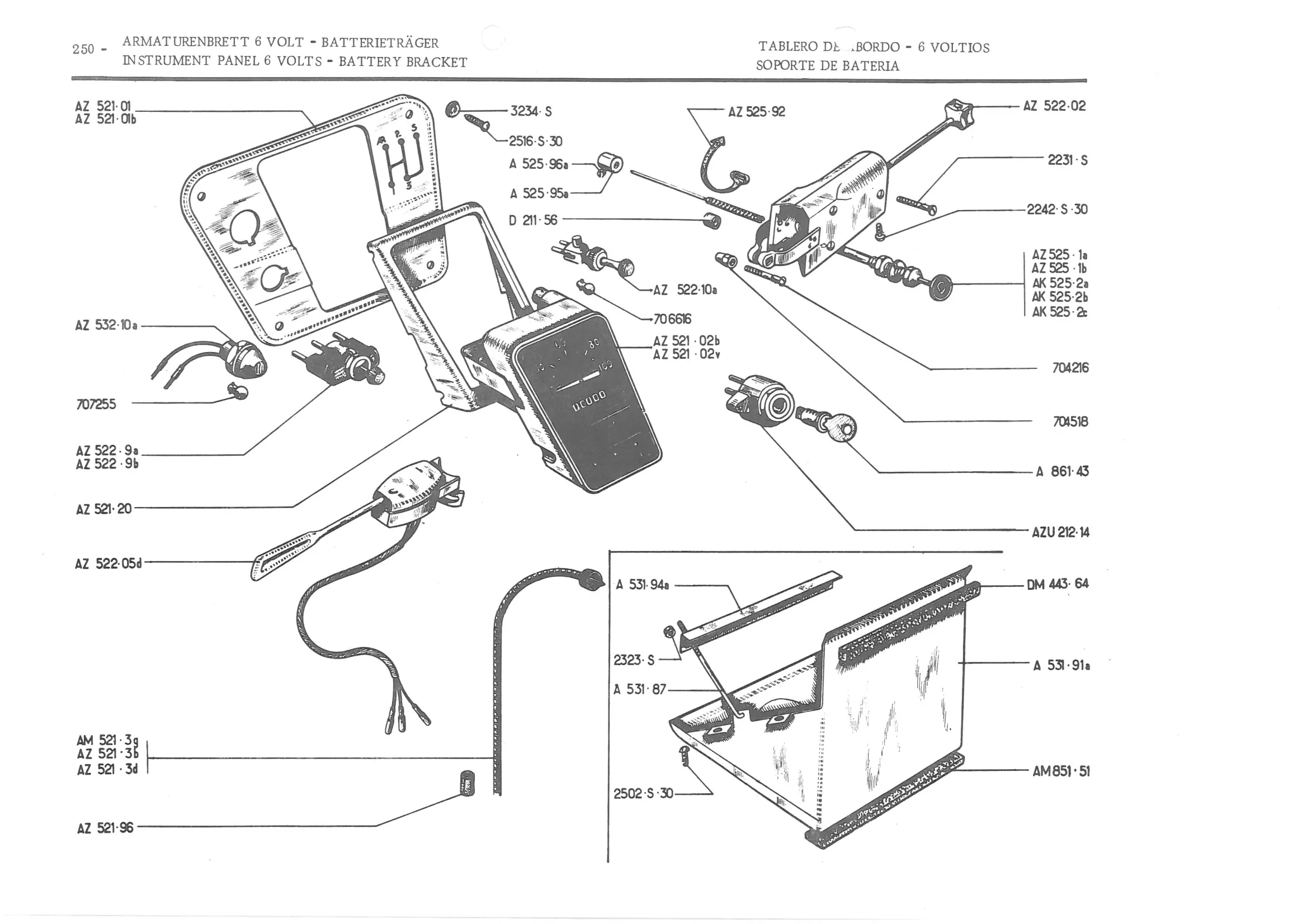 INSTRUMENT PANEL VOLTS - BATTERY BRACKET SOPORT!, page 331 of 647 — 486 Parts Catalogue — Ami 6