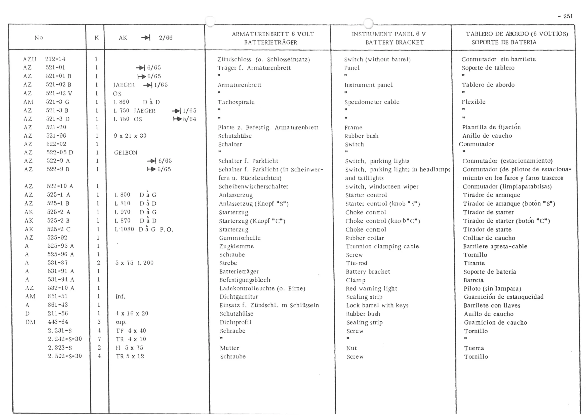 INSTRUMENT PANEL VOLTS - BATTERY BRACKET SOPORT!, page 332 of 647 — 486 Parts Catalogue — Ami 6