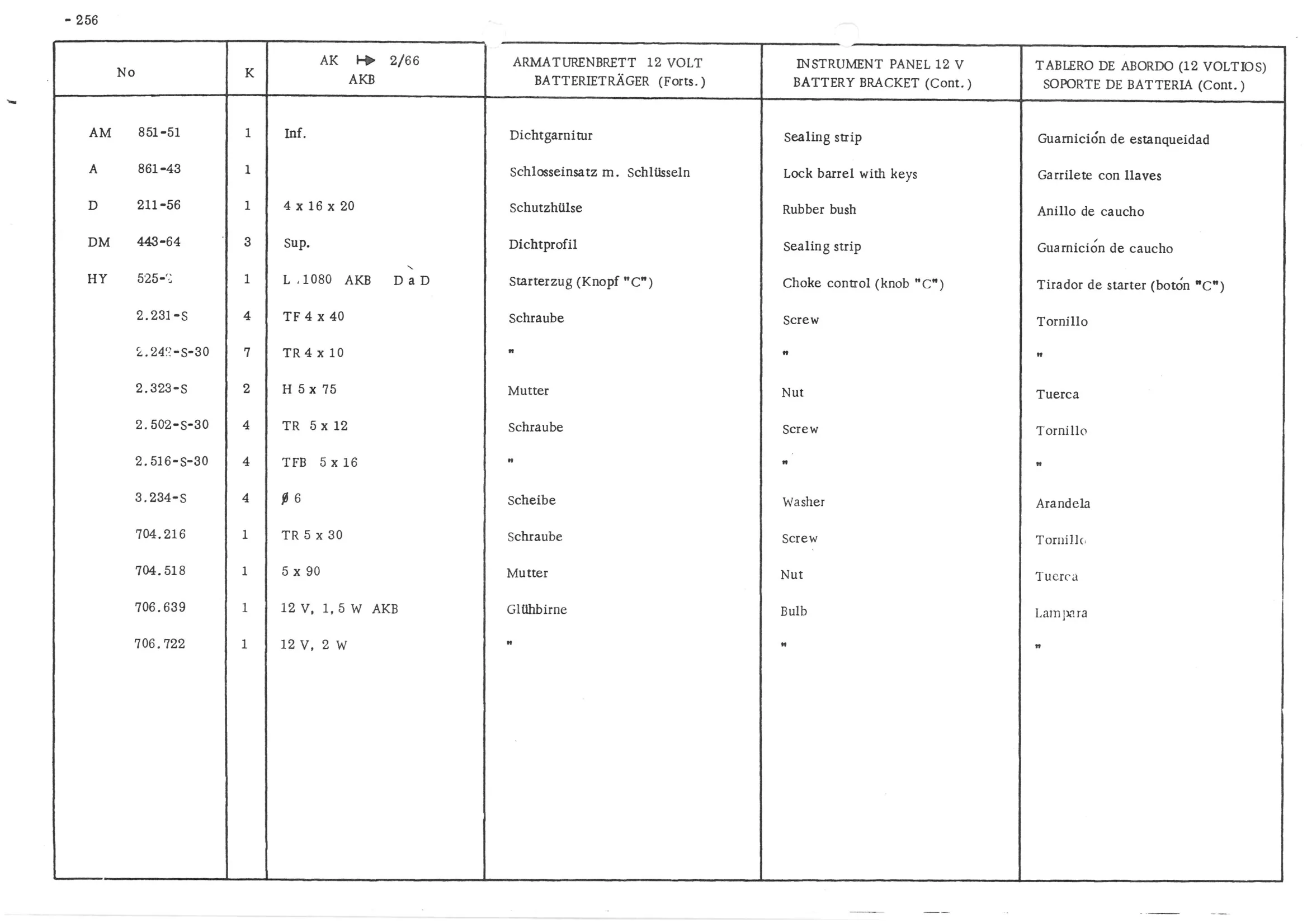 INSTRUMENT PANEL VOLTS - BATTERY BRACKET, page 337 of 647 — 486 Parts Catalogue — Ami 6