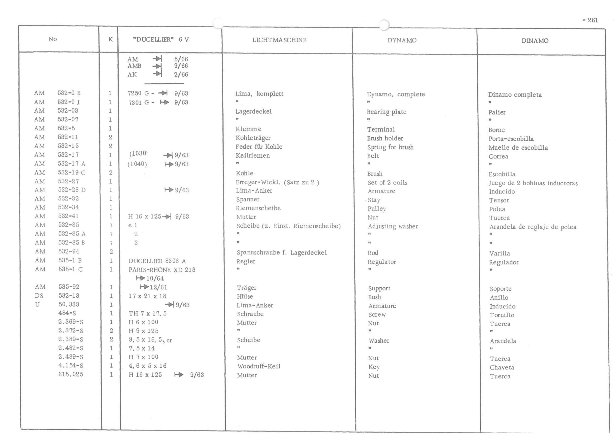 INSTRUMENT PANEL VOLTS - BATTERY BRACKET, page 342 of 647 — 486 Parts Catalogue — Ami 6