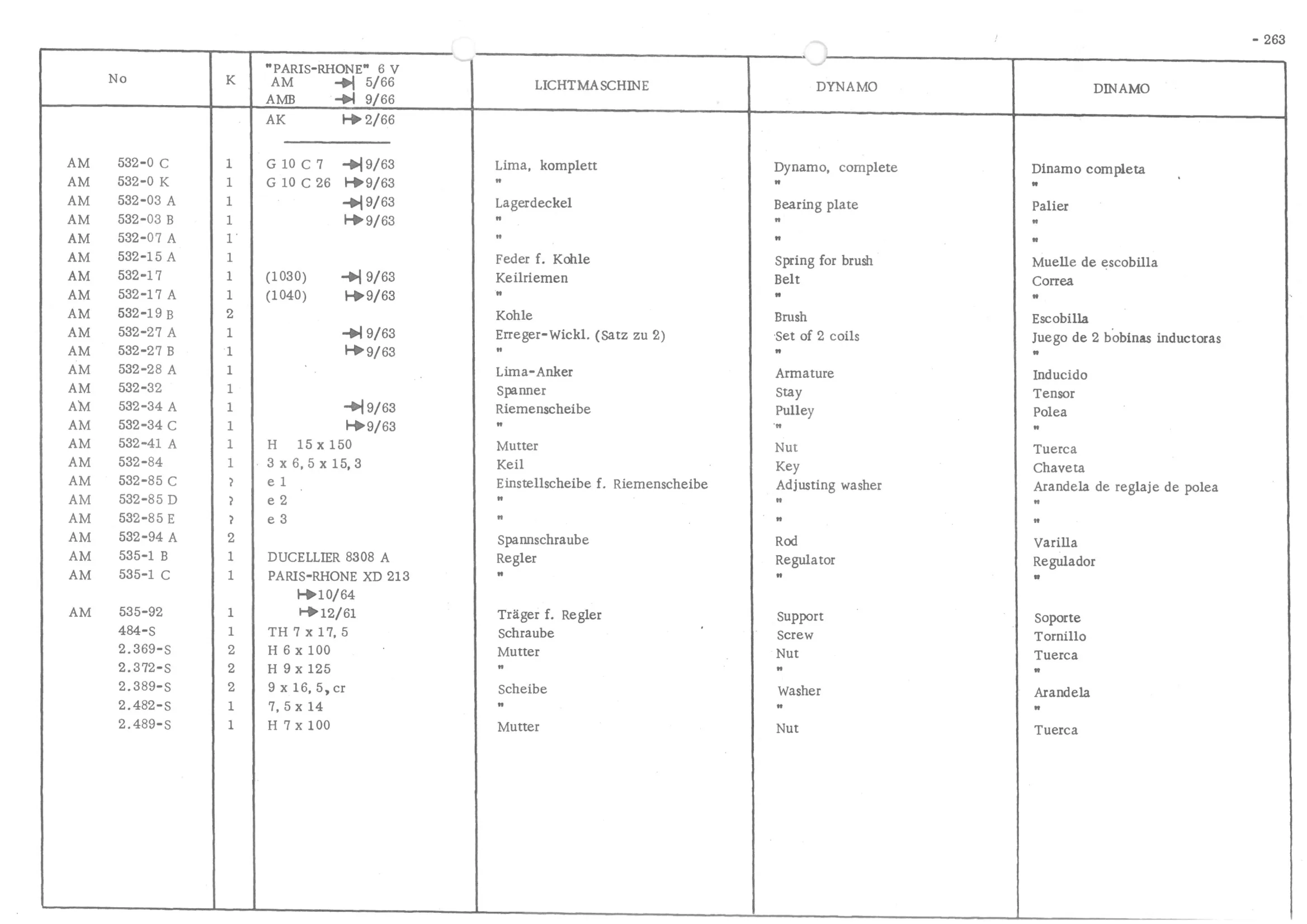 INSTRUMENT PANEL VOLTS - BATTERY BRACKET, page 344 of 647 — 486 Parts Catalogue — Ami 6