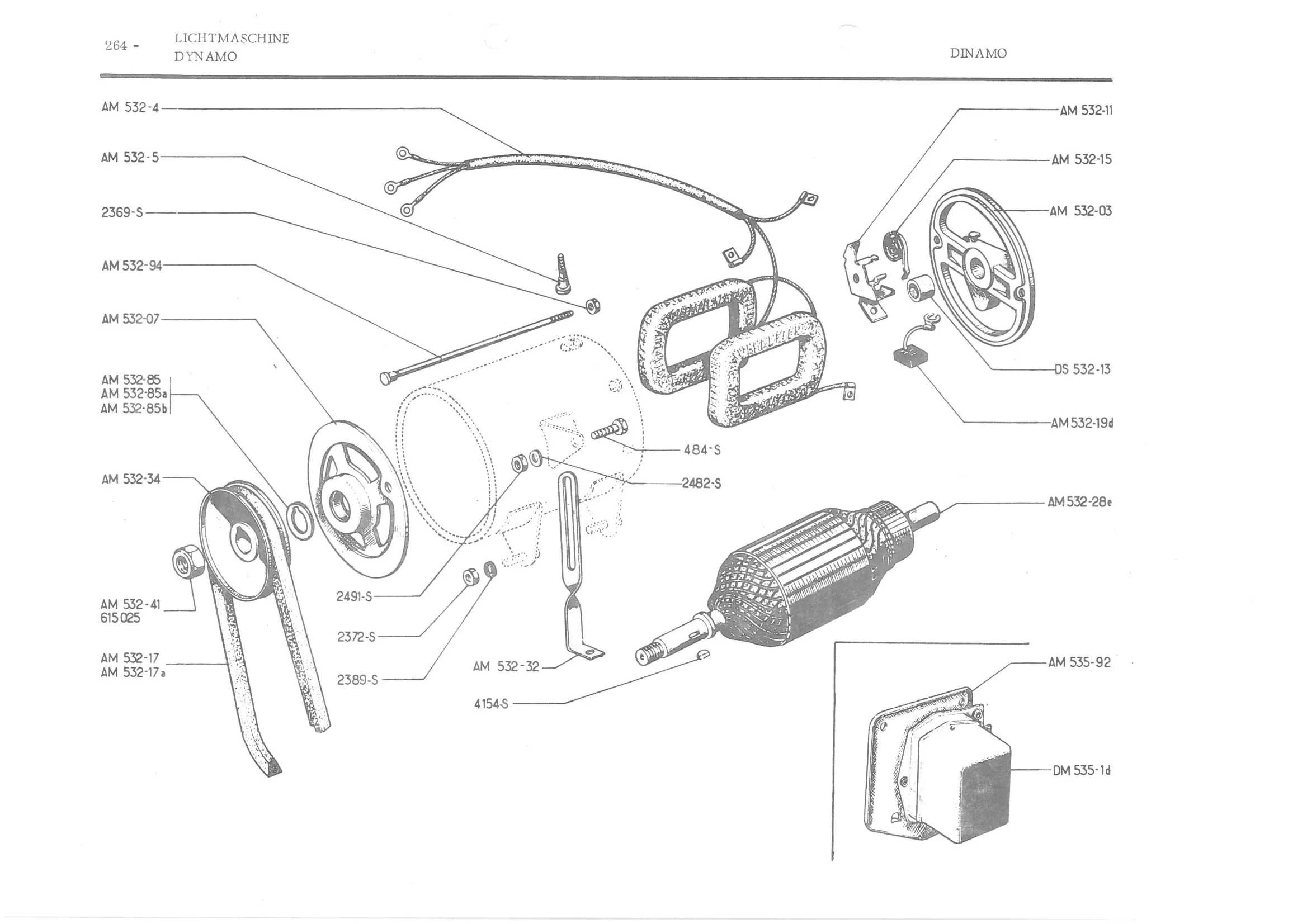 INSTRUMENT PANEL VOLTS - BATTERY BRACKET, page 345 of 647 — 486 Parts Catalogue — Ami 6