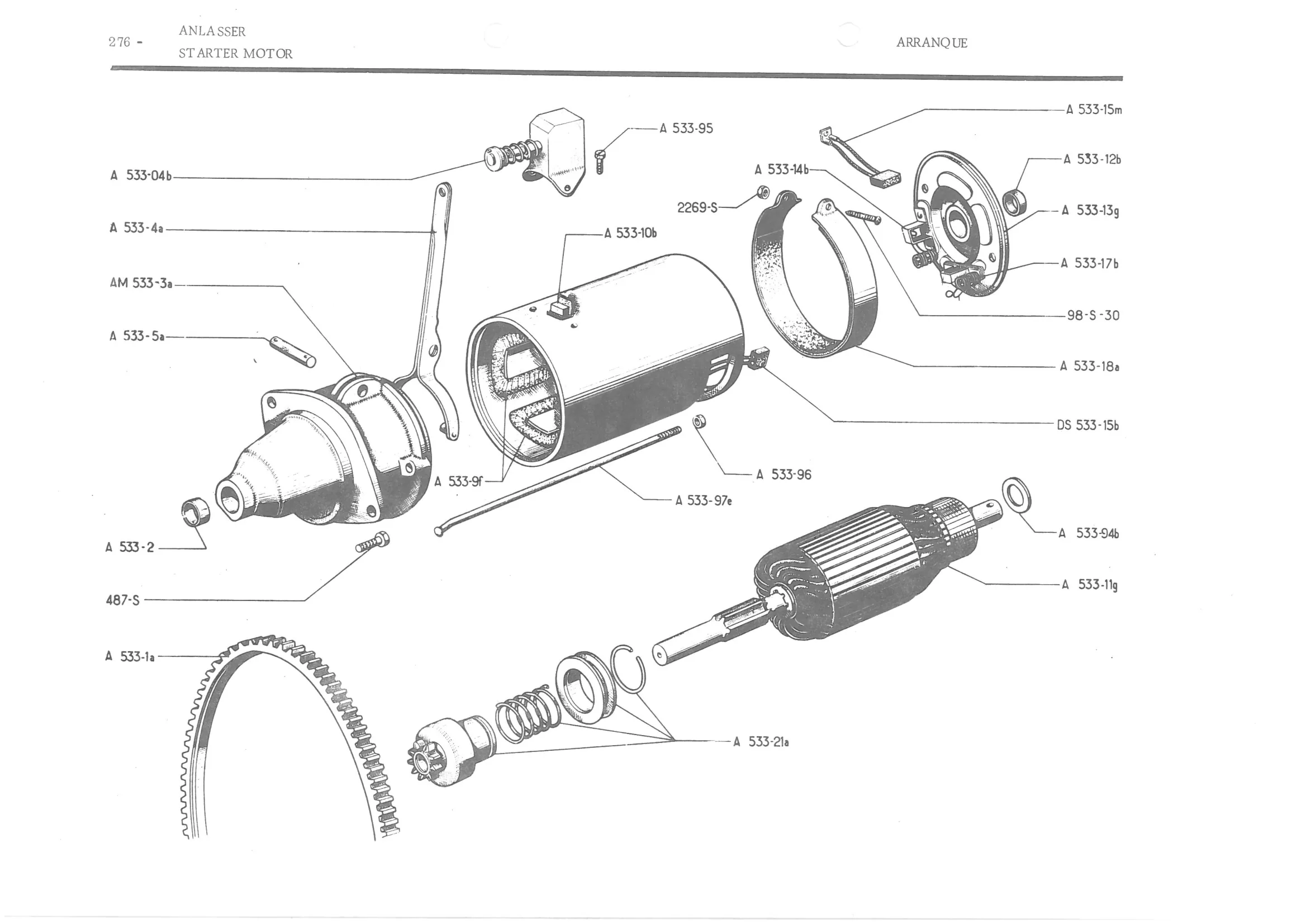STARTER MOTOR, page 357 of 647 — 486 Parts Catalogue — Ami 6