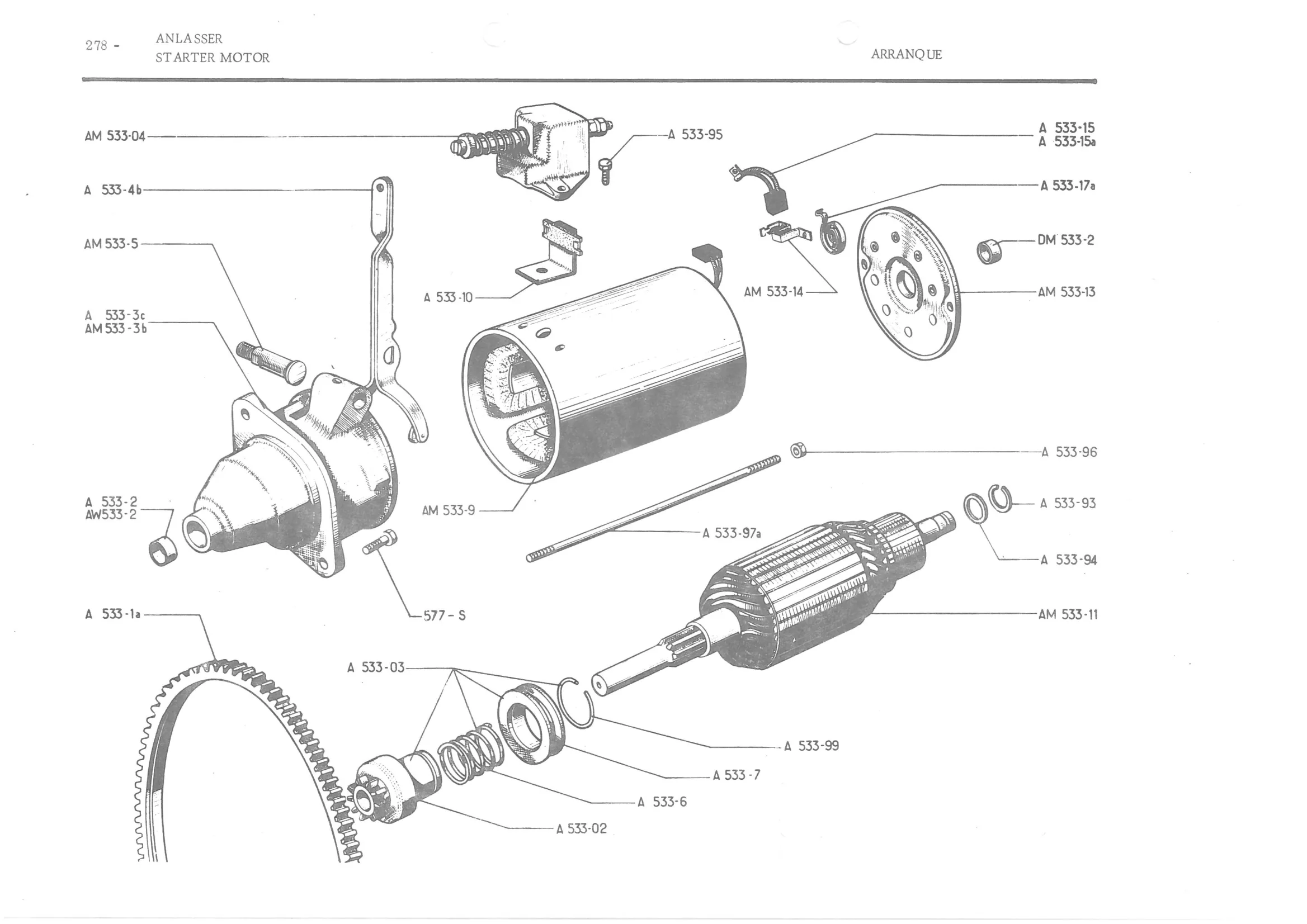 STARTER MOTOR, page 359 of 647 — 486 Parts Catalogue — Ami 6