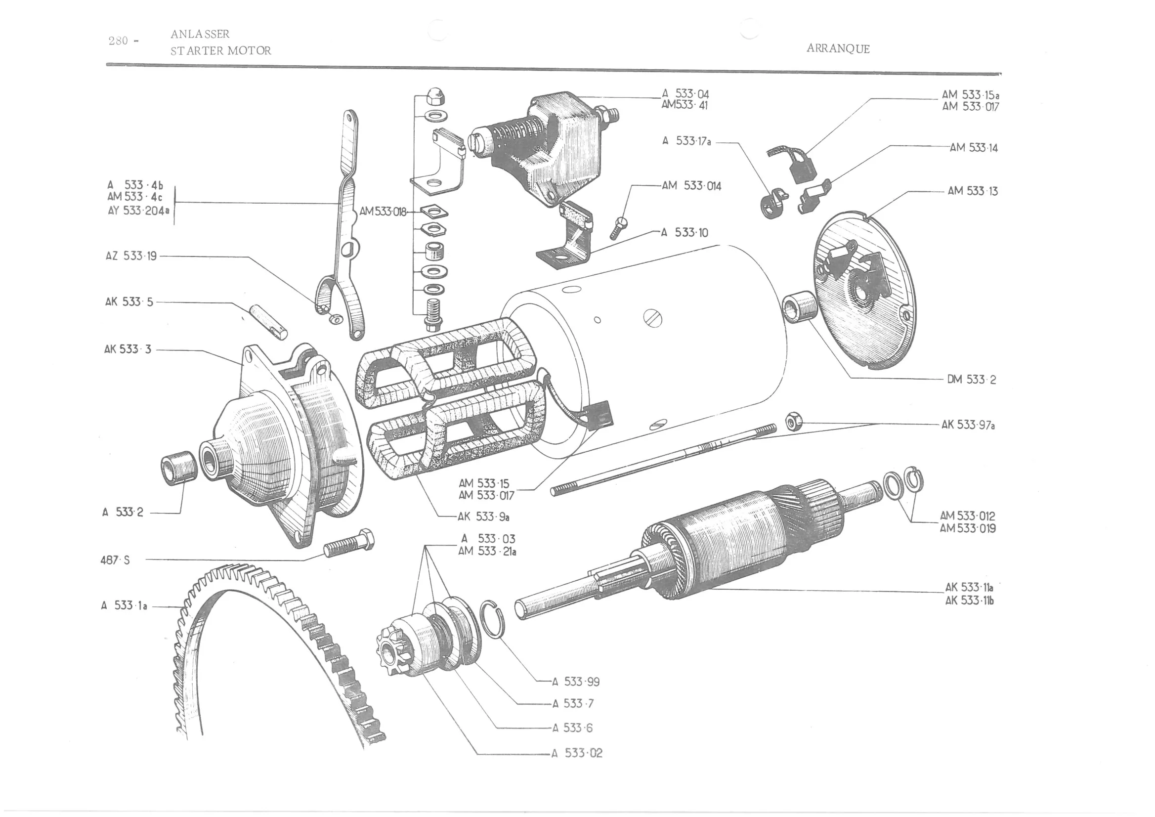 STARTER MOTOR, page 361 of 647 — 486 Parts Catalogue — Ami 6