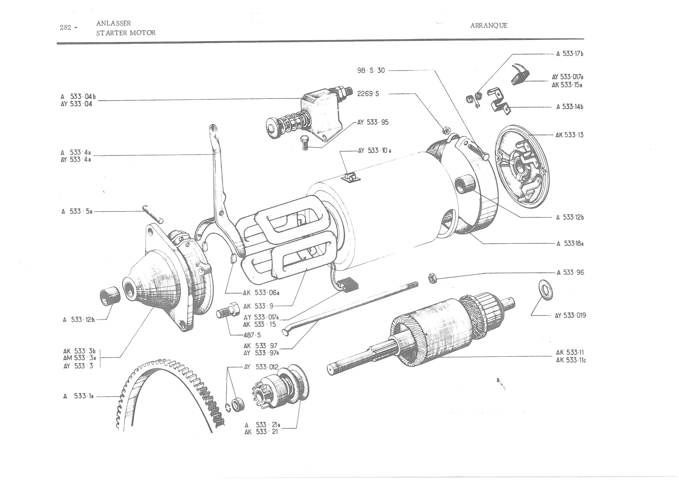 STARTER MOTOR, page 363 of 647 — 486 Parts Catalogue — Ami 6