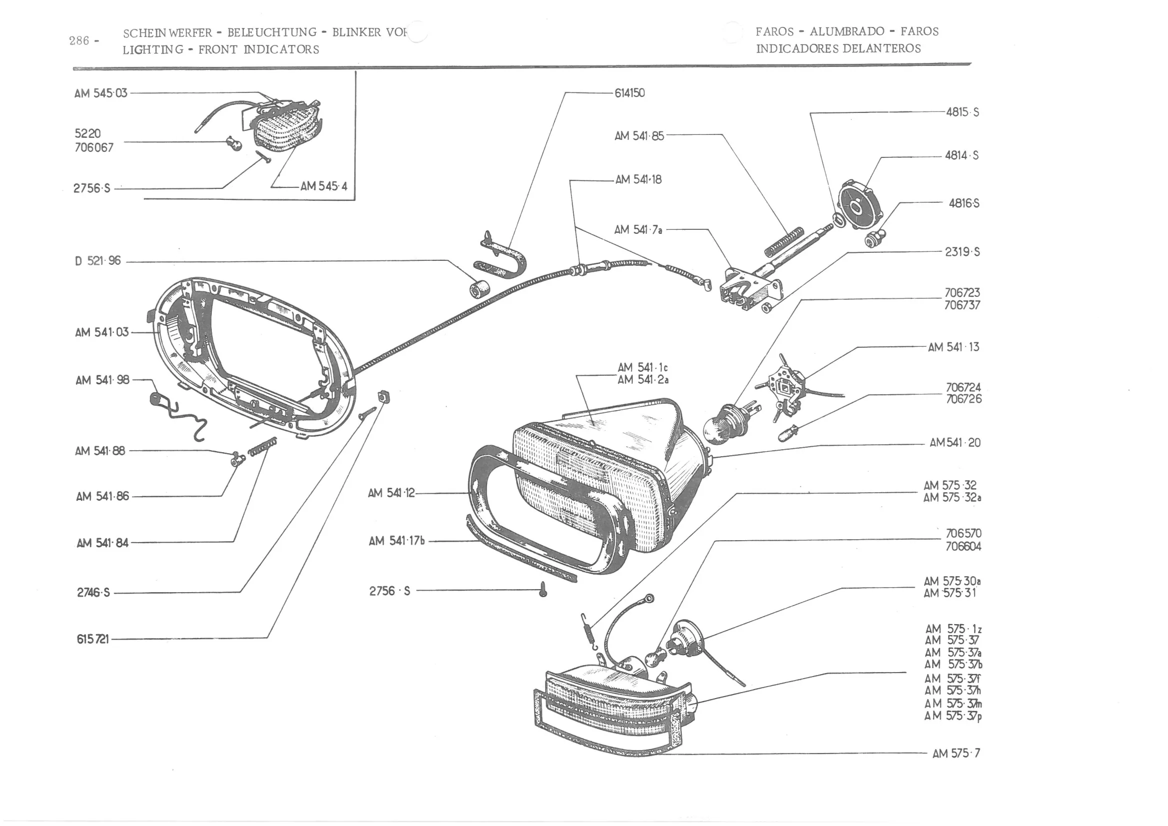 LIGHTING - FRONT INDICATORS, page 367 of 647 — 486 Parts Catalogue — Ami 6