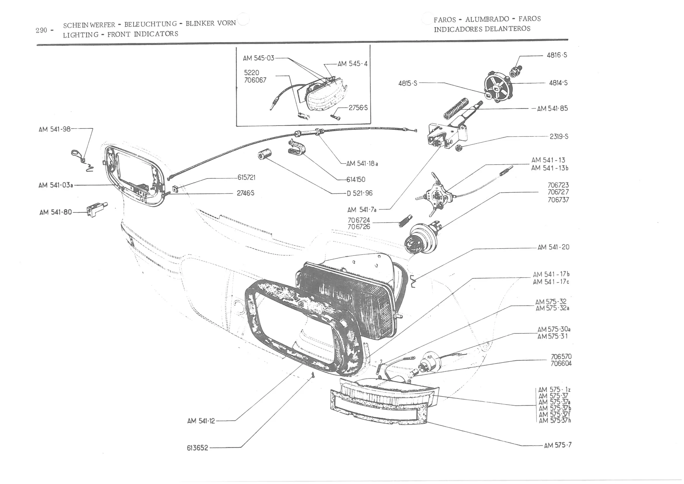 LIGHTING - FRONT INDICATORS, page 371 of 647 — 486 Parts Catalogue — Ami 6