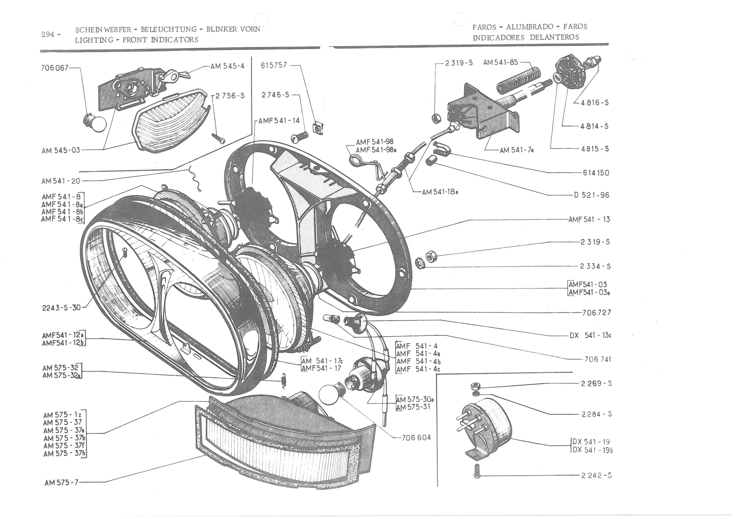 LIGHTING - FRONT INDICATORS, page 375 of 647 — 486 Parts Catalogue — Ami 6