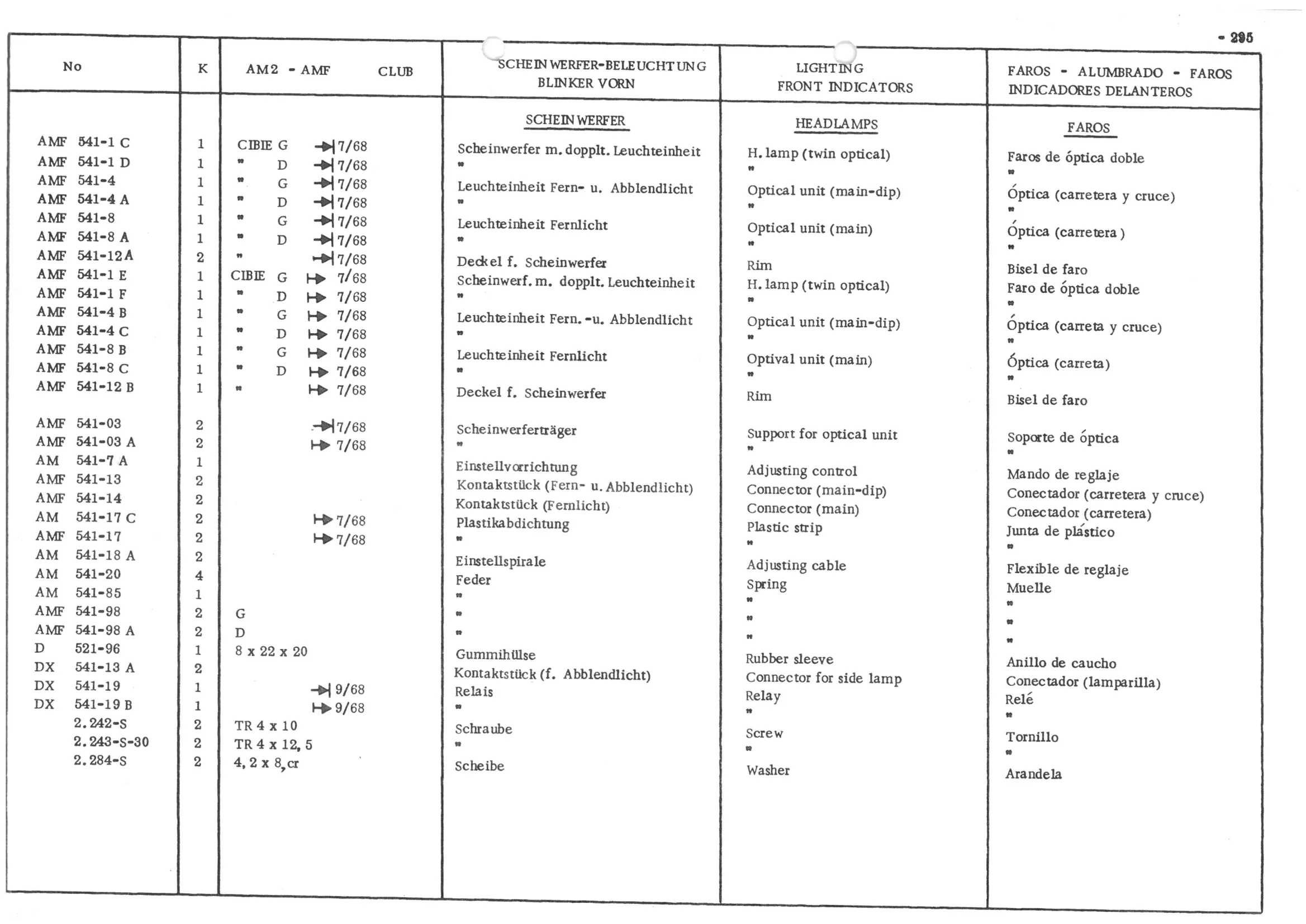 LIGHTING - FRONT INDICATORS, page 376 of 647 — 486 Parts Catalogue — Ami 6