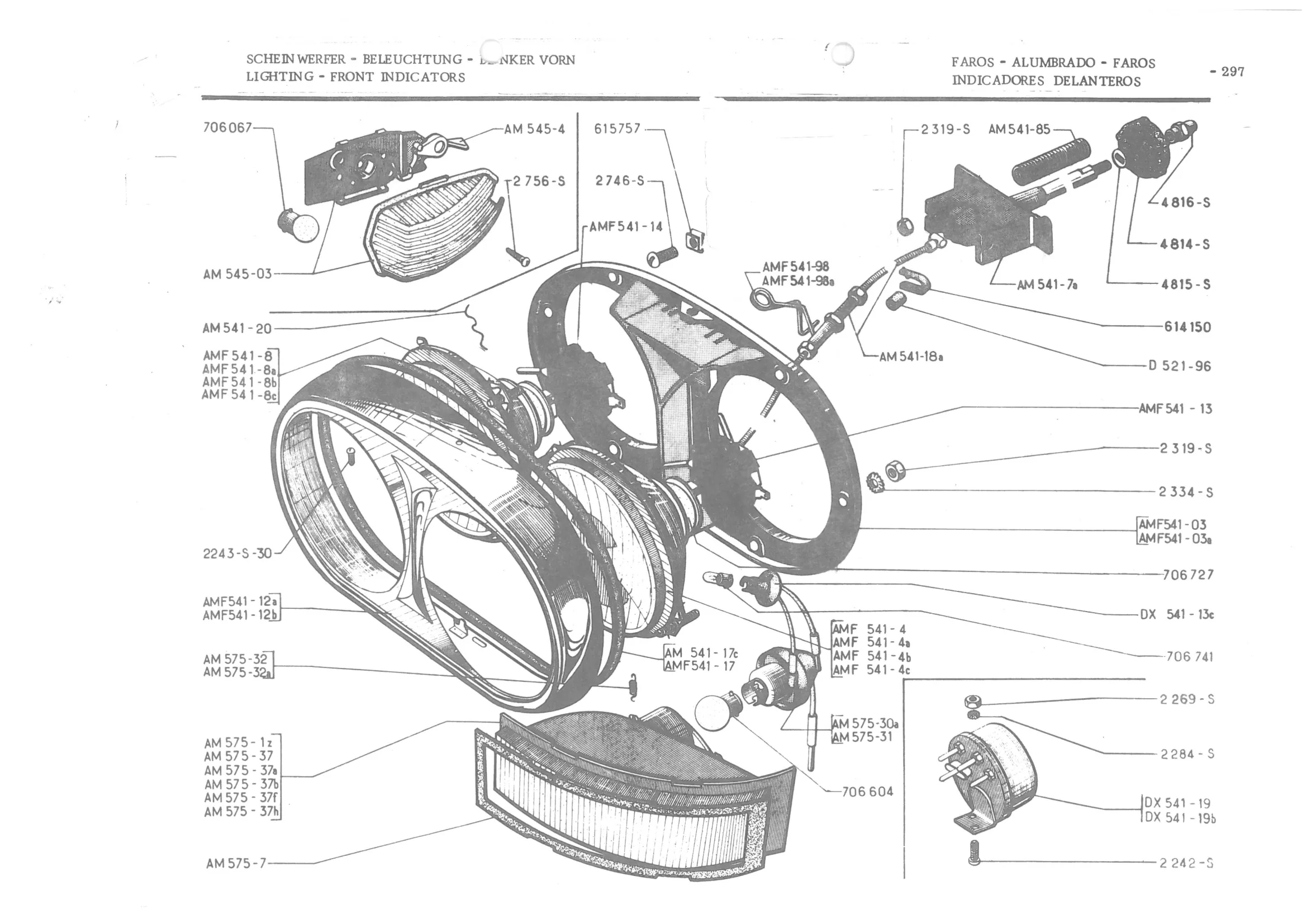 LIGHTING - FRONT INDICATORS, page 378 of 647 — 486 Parts Catalogue — Ami 6