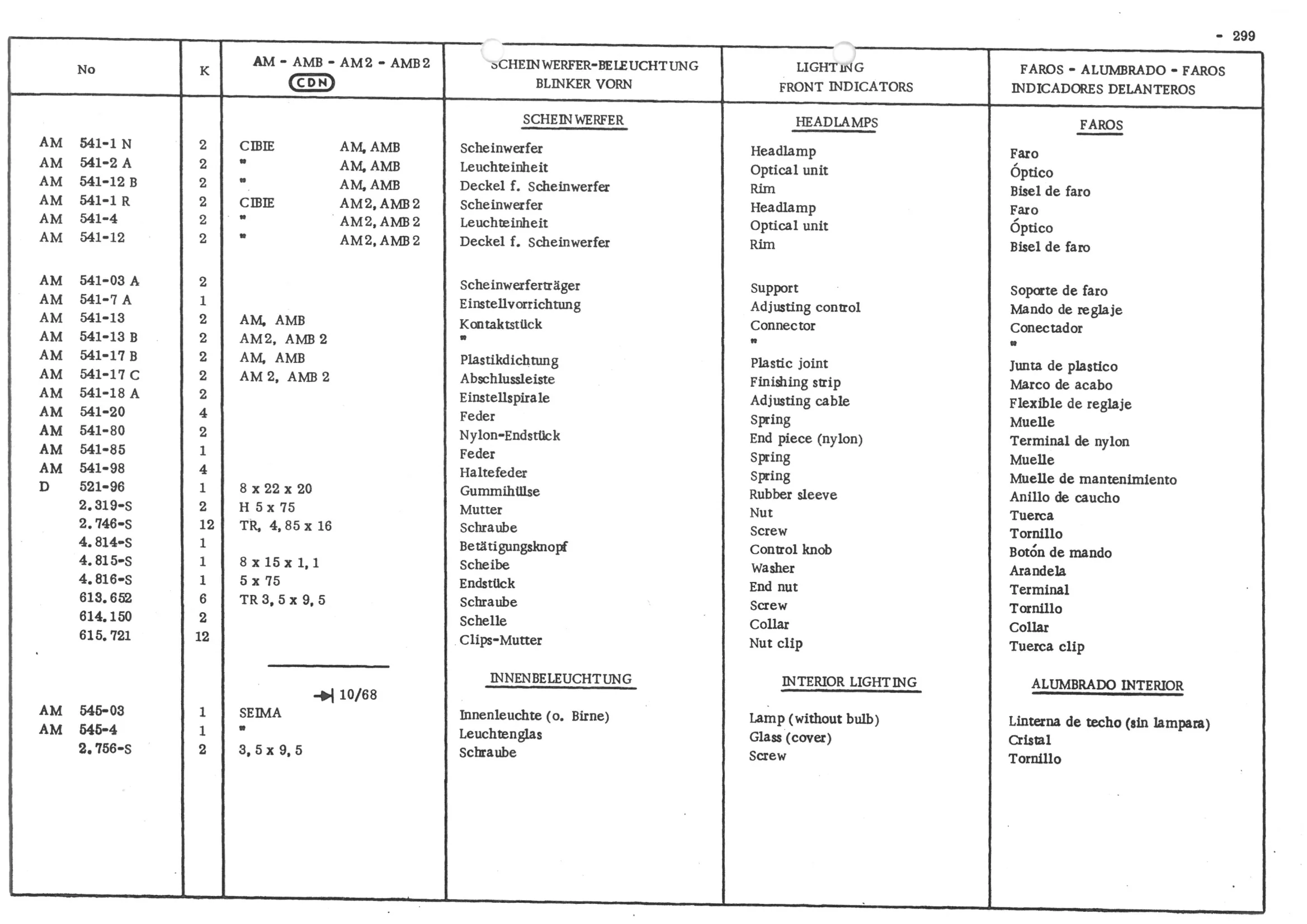 BLINKER VORN FRO}, page 380 of 647 — 486 Parts Catalogue — Ami 6