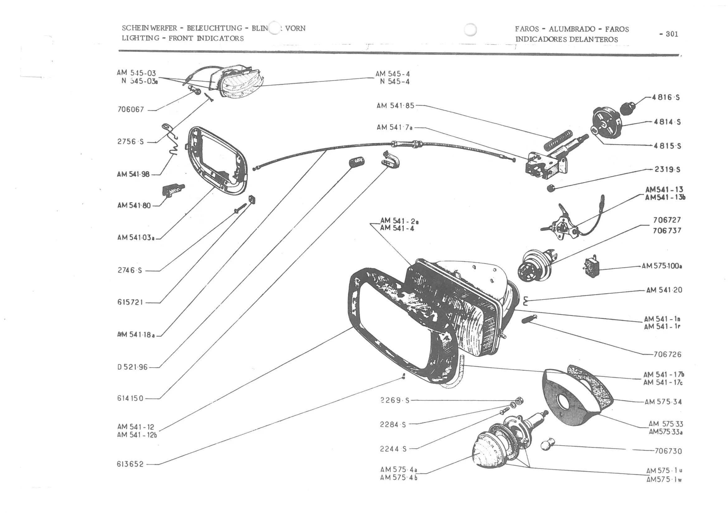 LIGHTING - FRONT INDICATORS :, page 382 of 647 — 486 Parts Catalogue — Ami 6