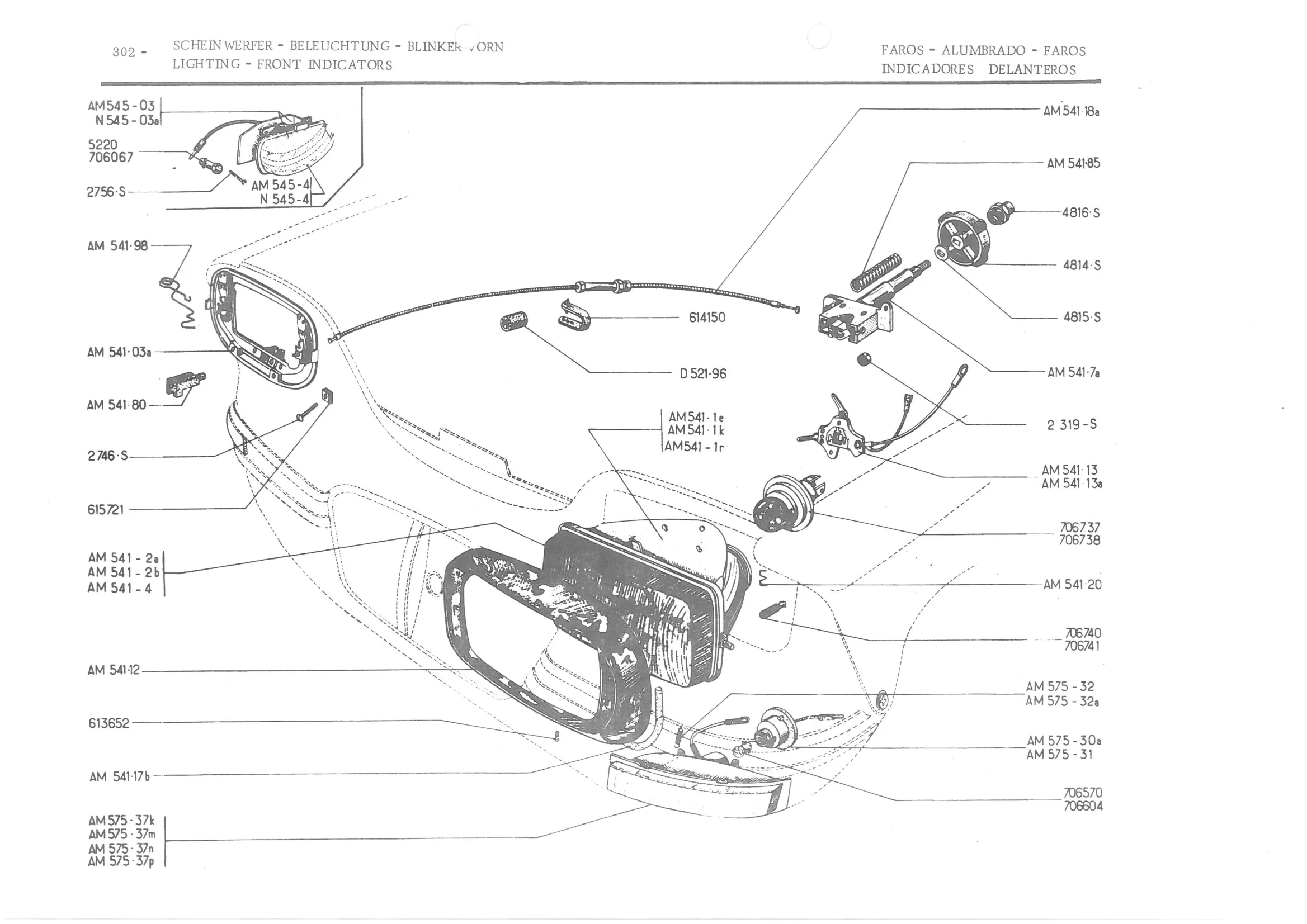LIGHTING - FRONT INDICATORS :, page 383 of 647 — 486 Parts Catalogue — Ami 6