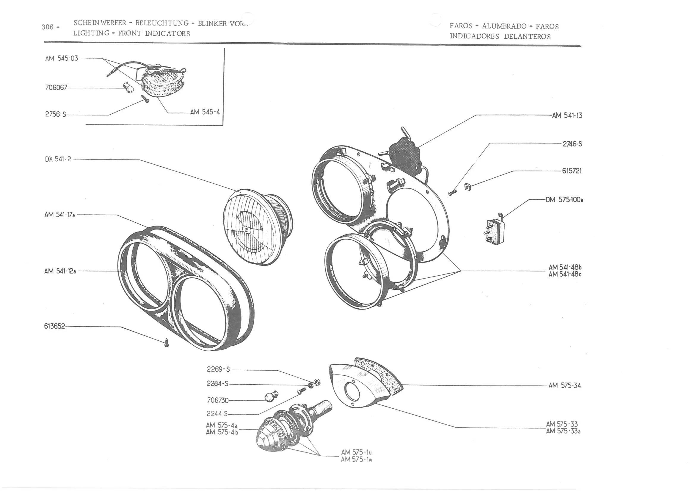 LIGHTING - FRONT INDICATORS, page 387 of 647 — 486 Parts Catalogue — Ami 6
