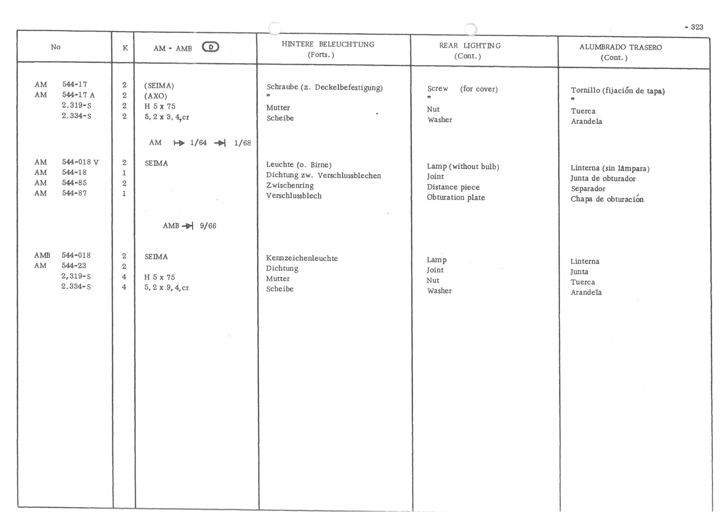 REAR LIGHTING ALUN, page 403 of 647 — 486 Parts Catalogue — Ami 6