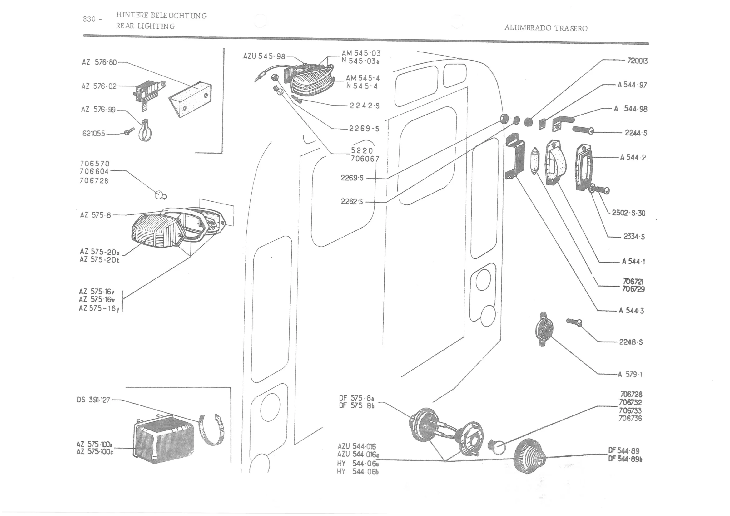 REAR LIGHTING, page 410 of 647 — 486 Parts Catalogue — Ami 6