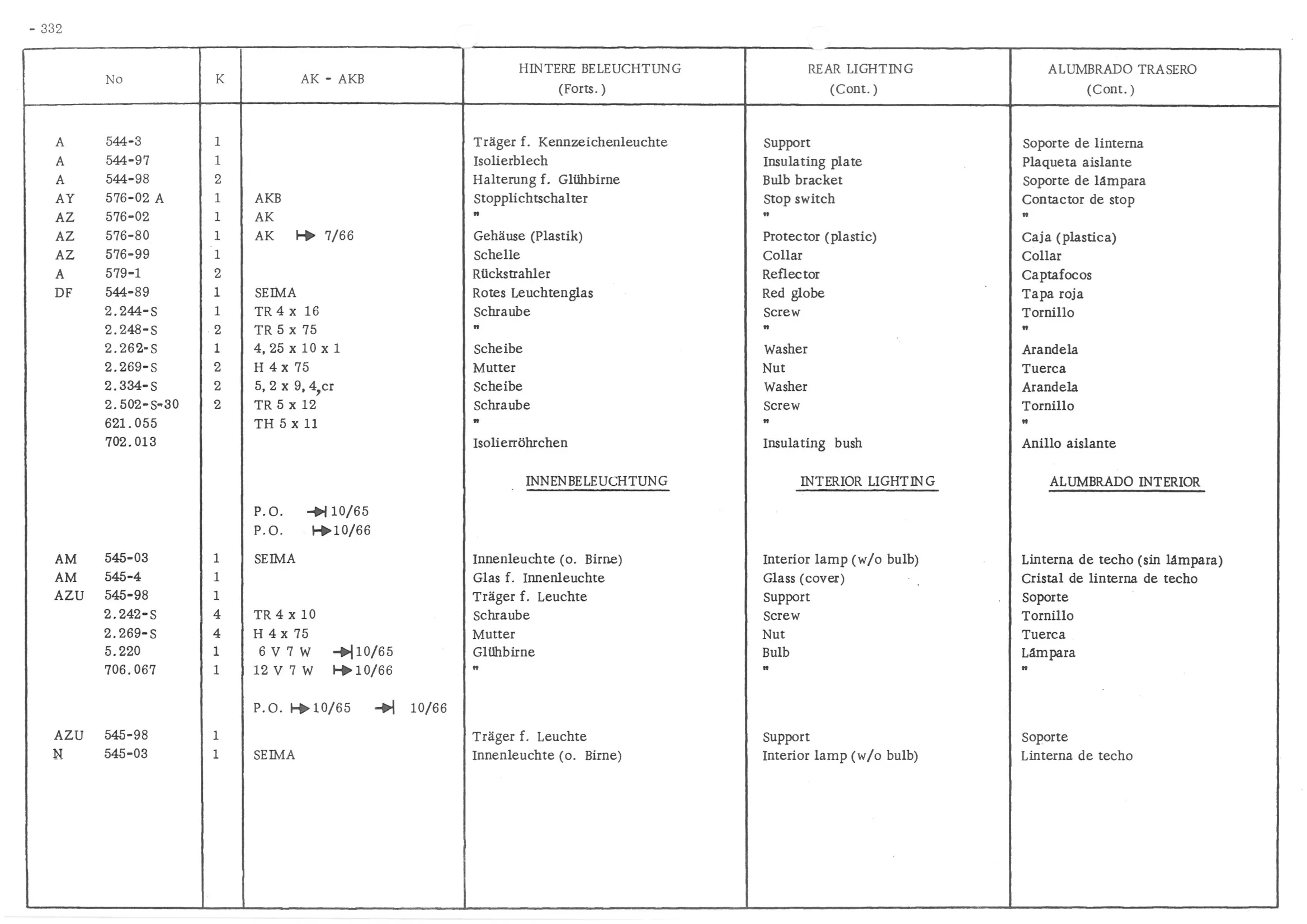 REAR LIGHTING, page 412 of 647 — 486 Parts Catalogue — Ami 6