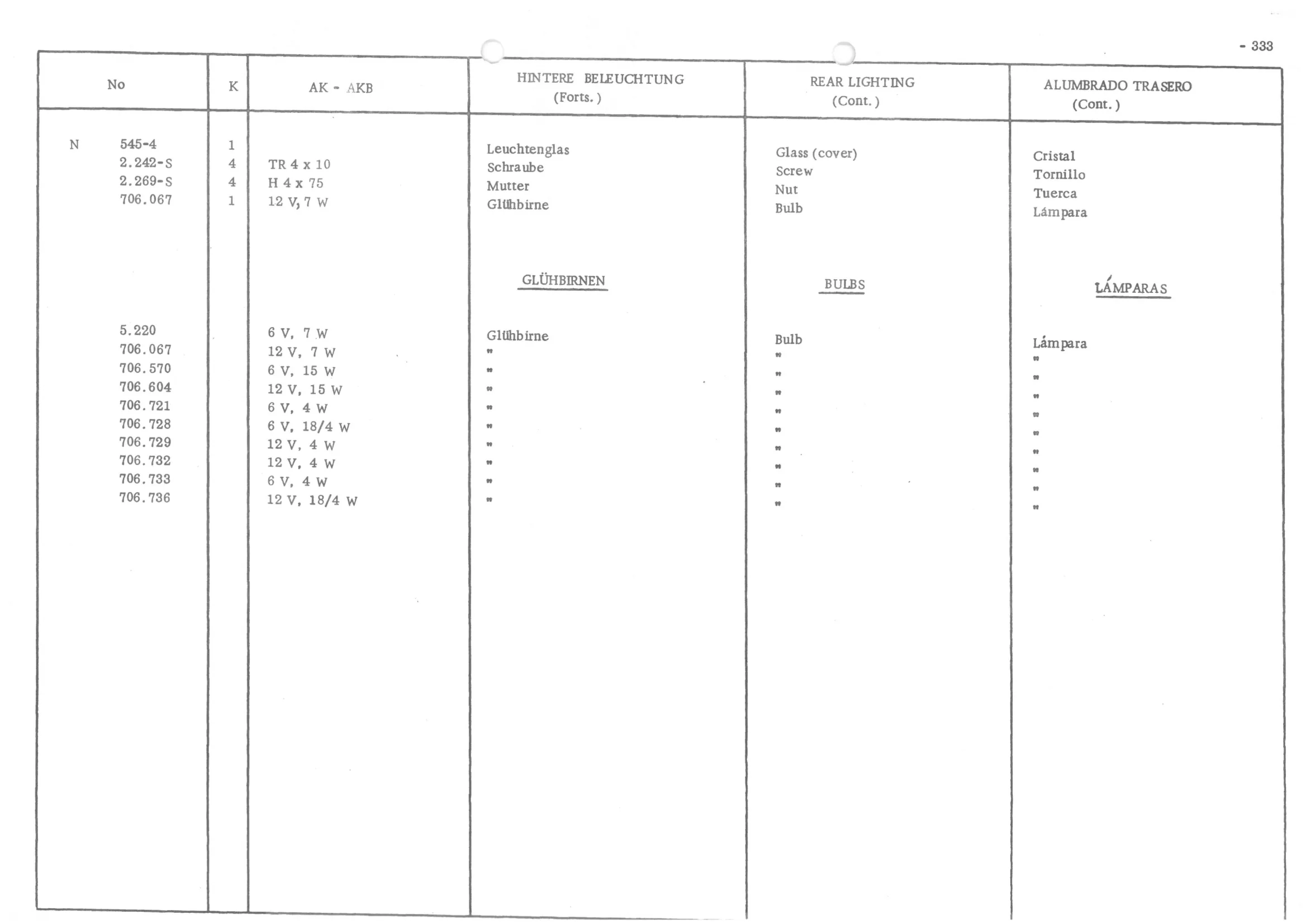 REAR LIGHTING, page 413 of 647 — 486 Parts Catalogue — Ami 6