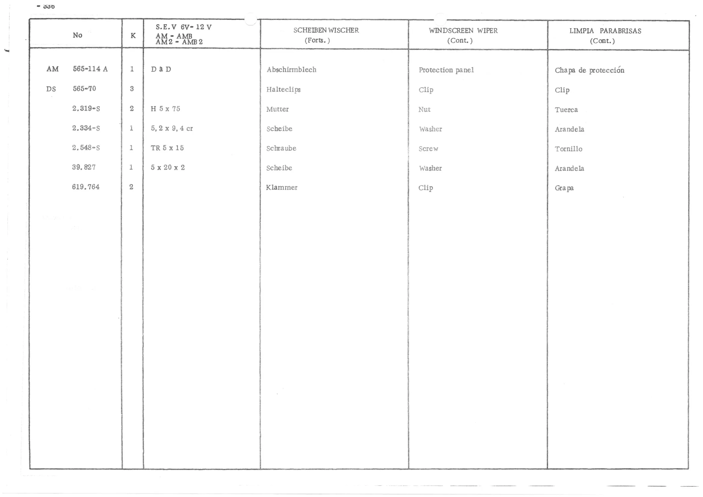 WINDSCREEN WIPER, page 416 of 647 — 486 Parts Catalogue — Ami 6