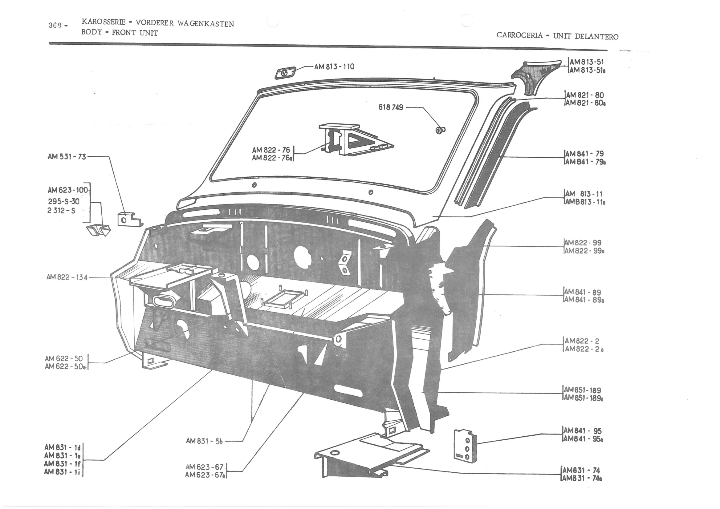 BODY - FRONT UNIT, page 447 of 647 — 486 Parts Catalogue — Ami 6