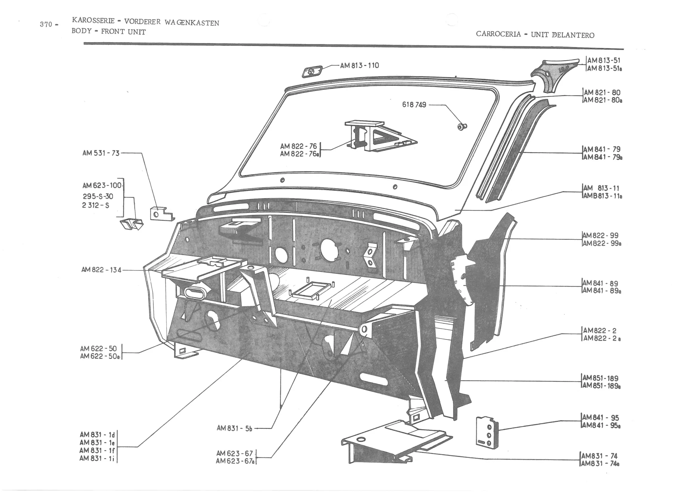 BODY - FRONT UNIT, page 449 of 647 — 486 Parts Catalogue — Ami 6