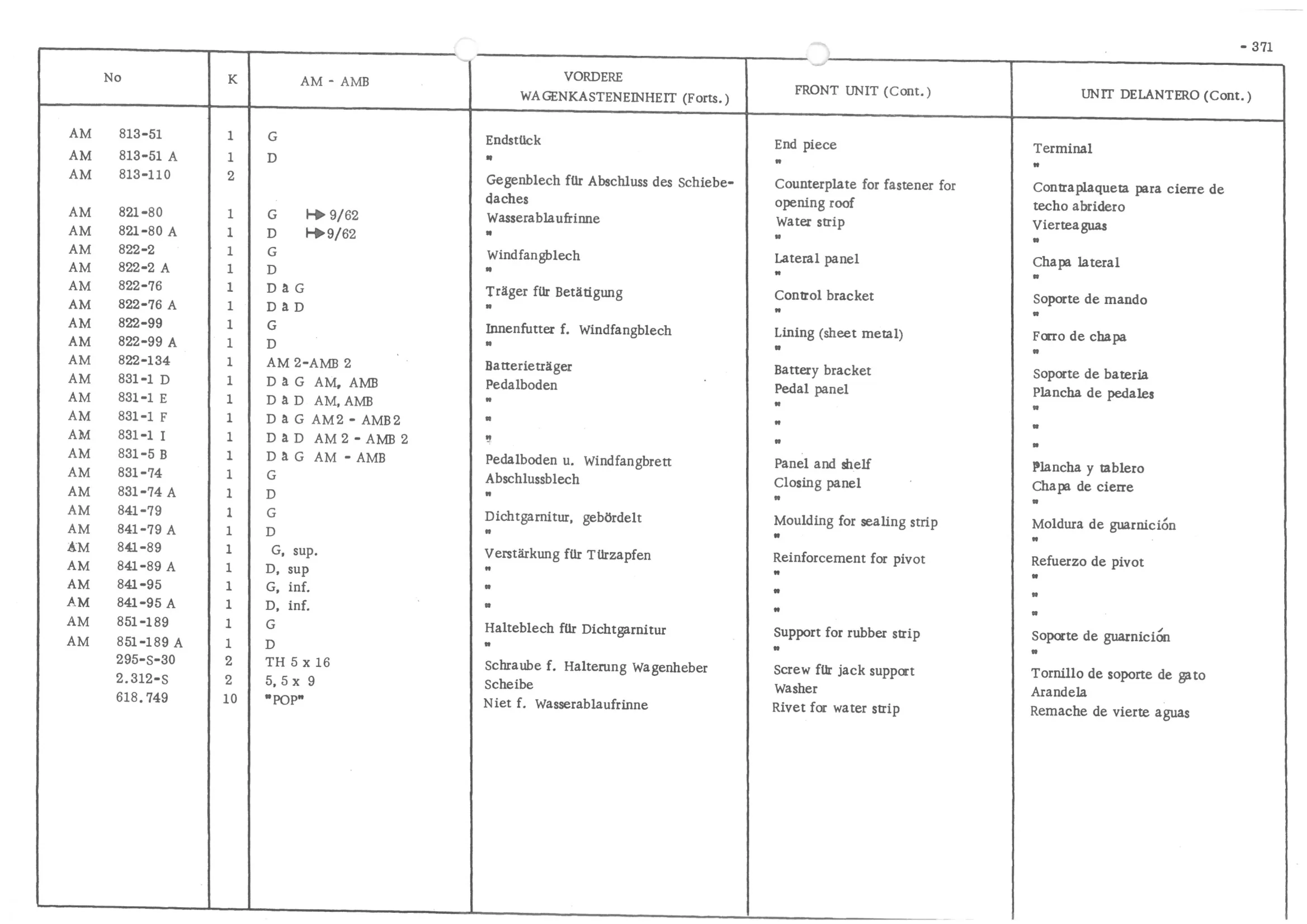 BODY - FRONT UNIT, page 450 of 647 — 486 Parts Catalogue — Ami 6