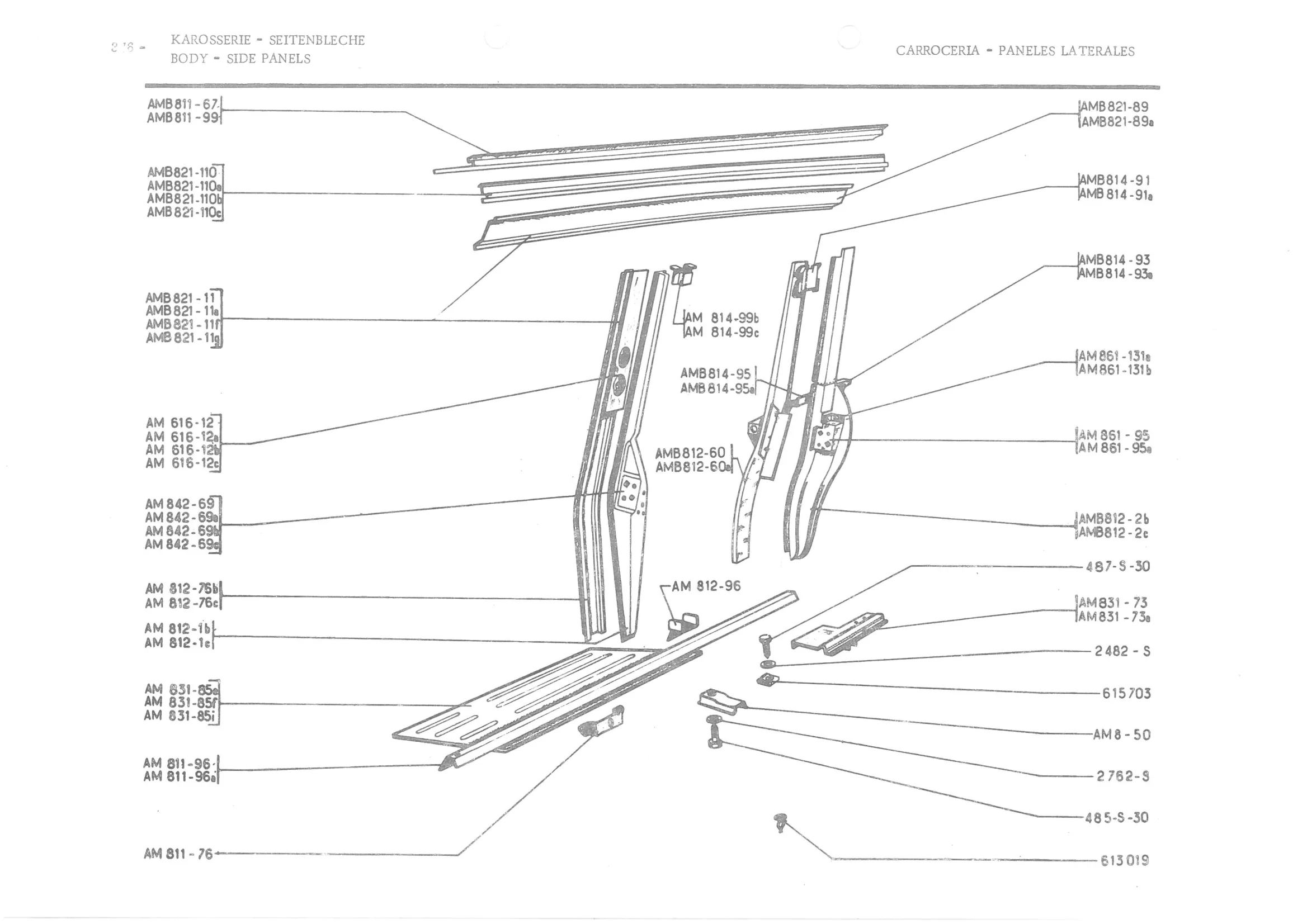 BODY - SIDE PANELS, page 455 of 647 — 486 Parts Catalogue — Ami 6