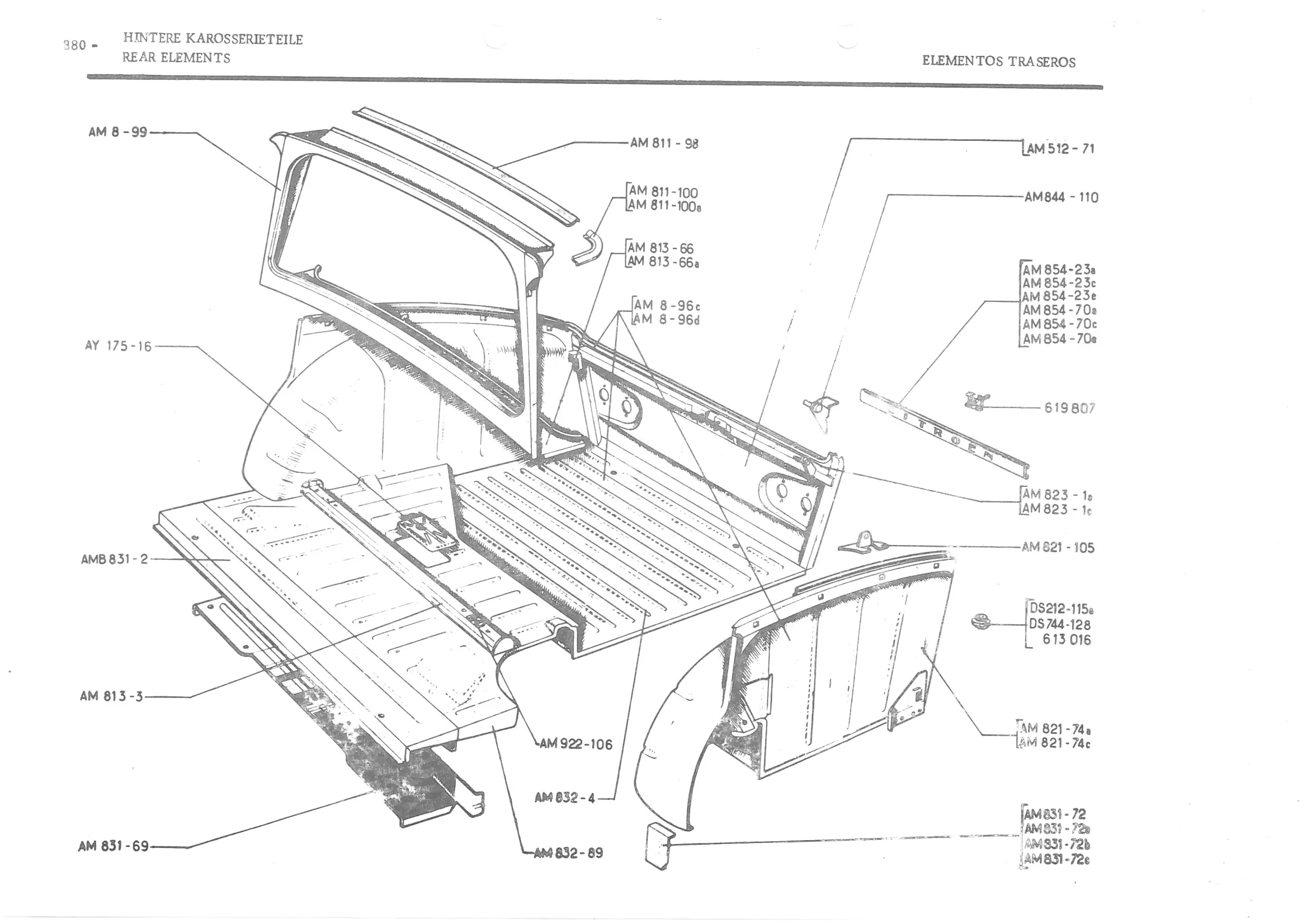 REAR ELEMENTS, page 459 of 647 — 486 Parts Catalogue — Ami 6